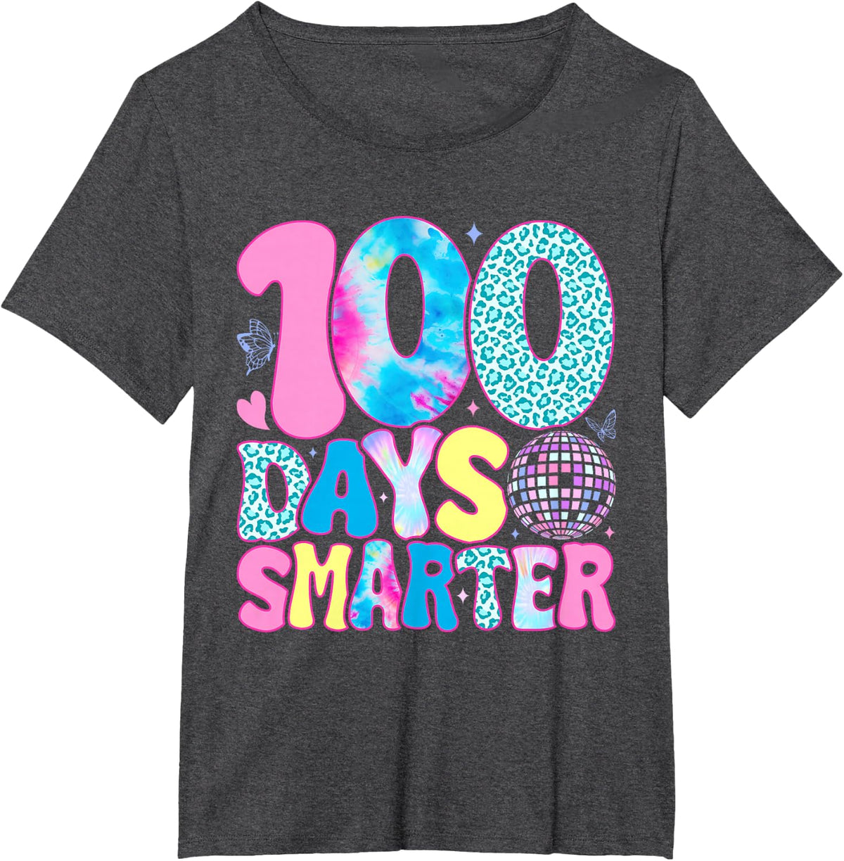 100 Days Smarter Happy 100th Day Of School Boys Girls Kids T-Shirt - Dark Heather Grey