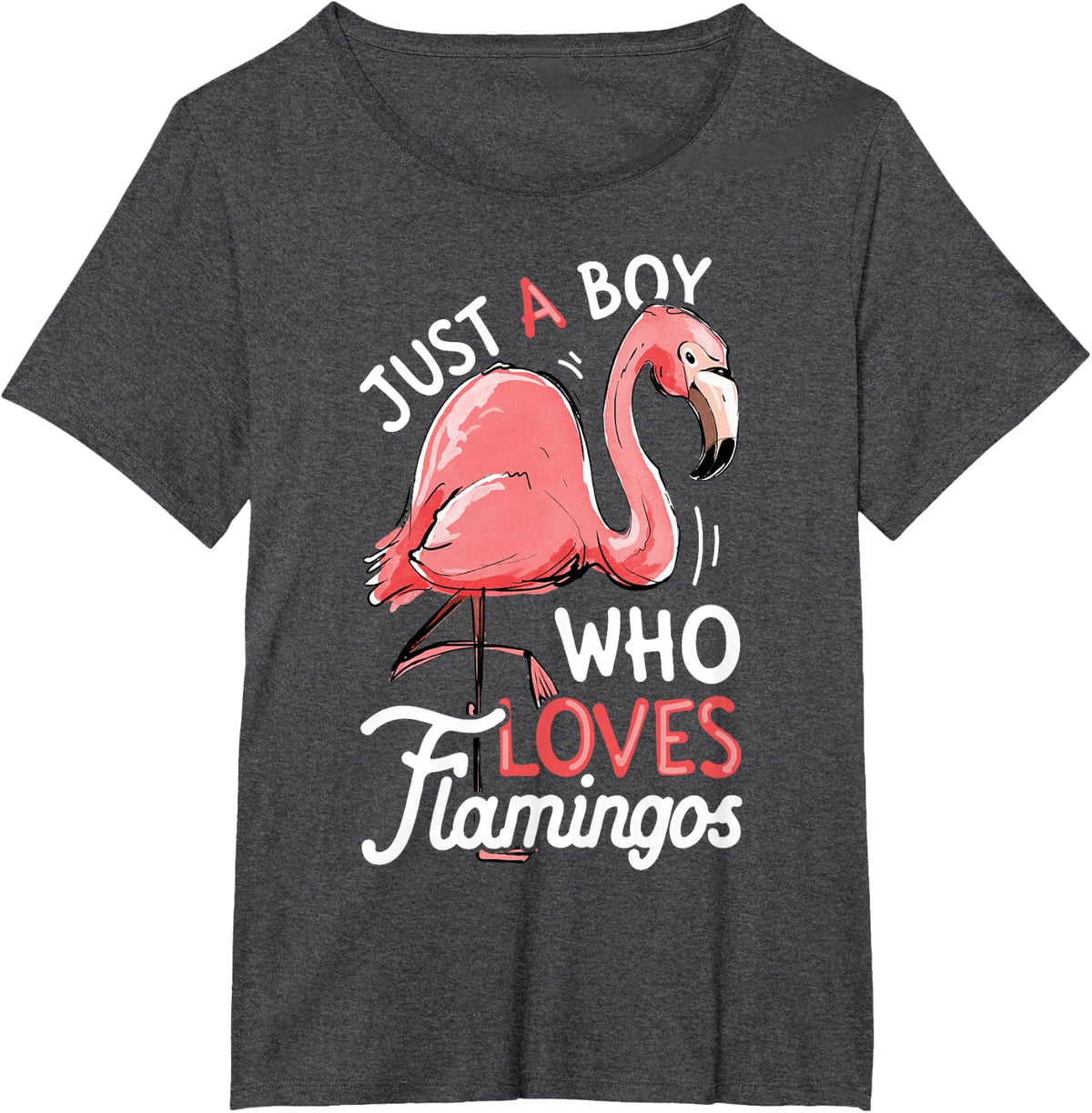 Flamingo Just A Boy Who Loves Flamingos Pink Bird Lovers Men T-Shirt - Dark Heather Grey