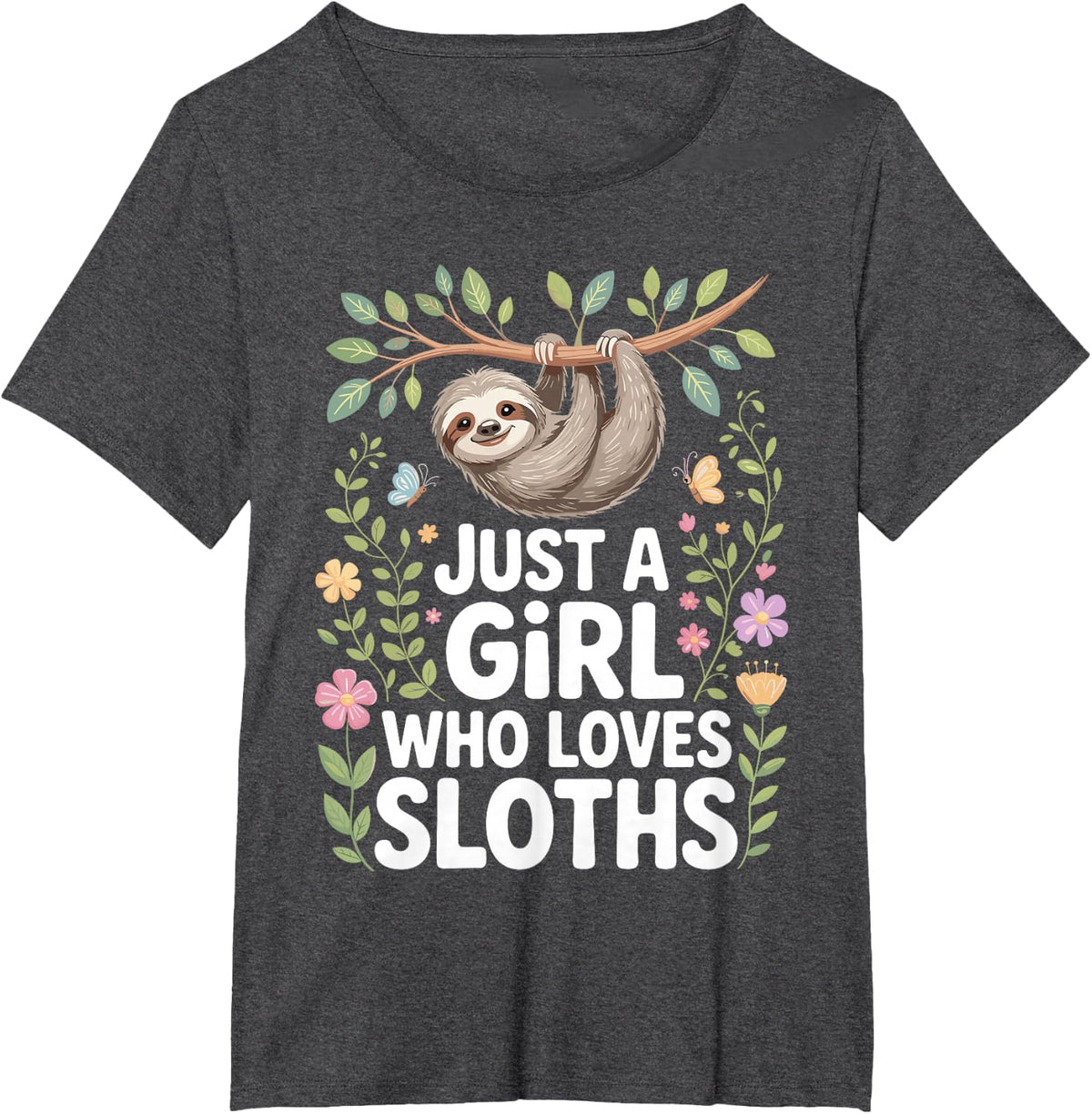 Funny Sloth Art for Women Girls Mom Lazy Sloth Lover T-Shirt - Dark Heather Grey