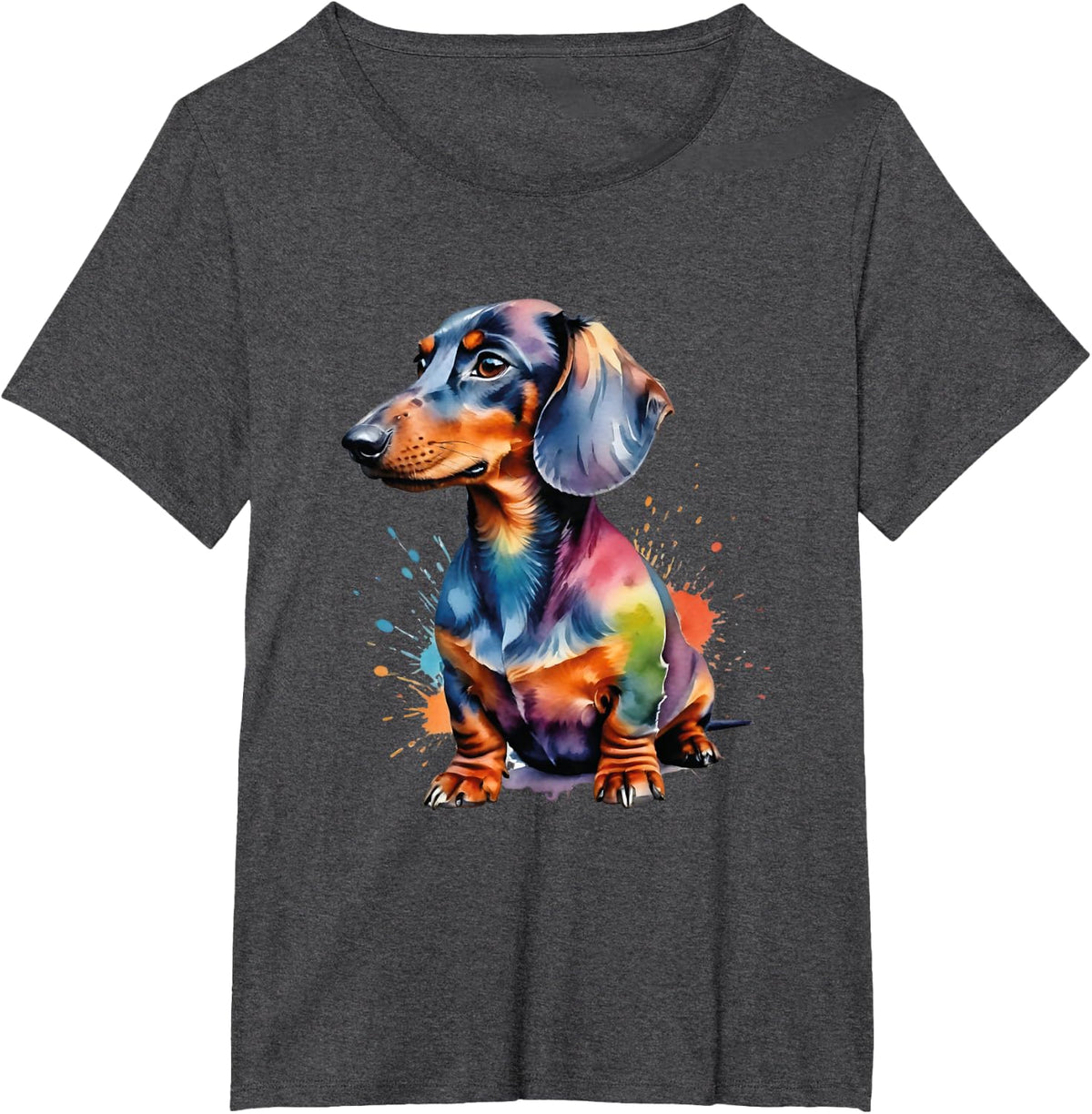 Colorful Wiener & Dachshund T-Shirt - Dark Heather Grey