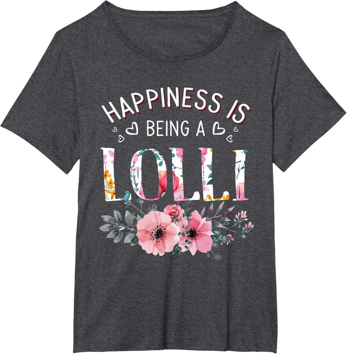 Womens Happiness is being a Lolli Announcement Mothers Day T-Shirt - Dark Heather Grey