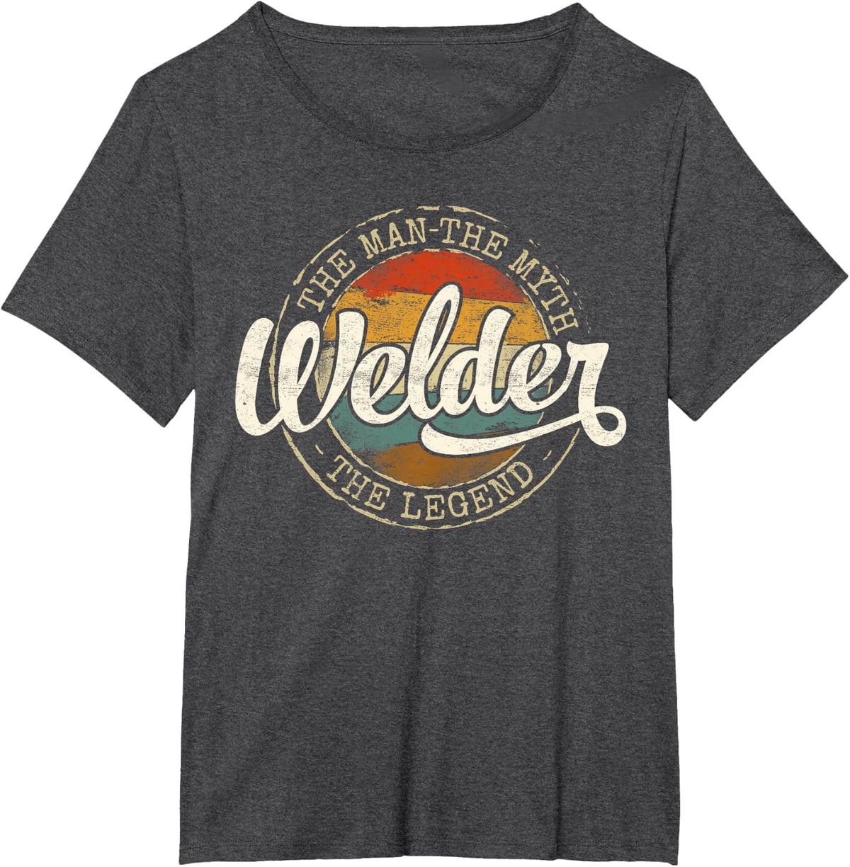 Welder The Man The Myth The Legend Vintage Stamp Welding Tees T-Shirts for Men - Dark Heather Grey