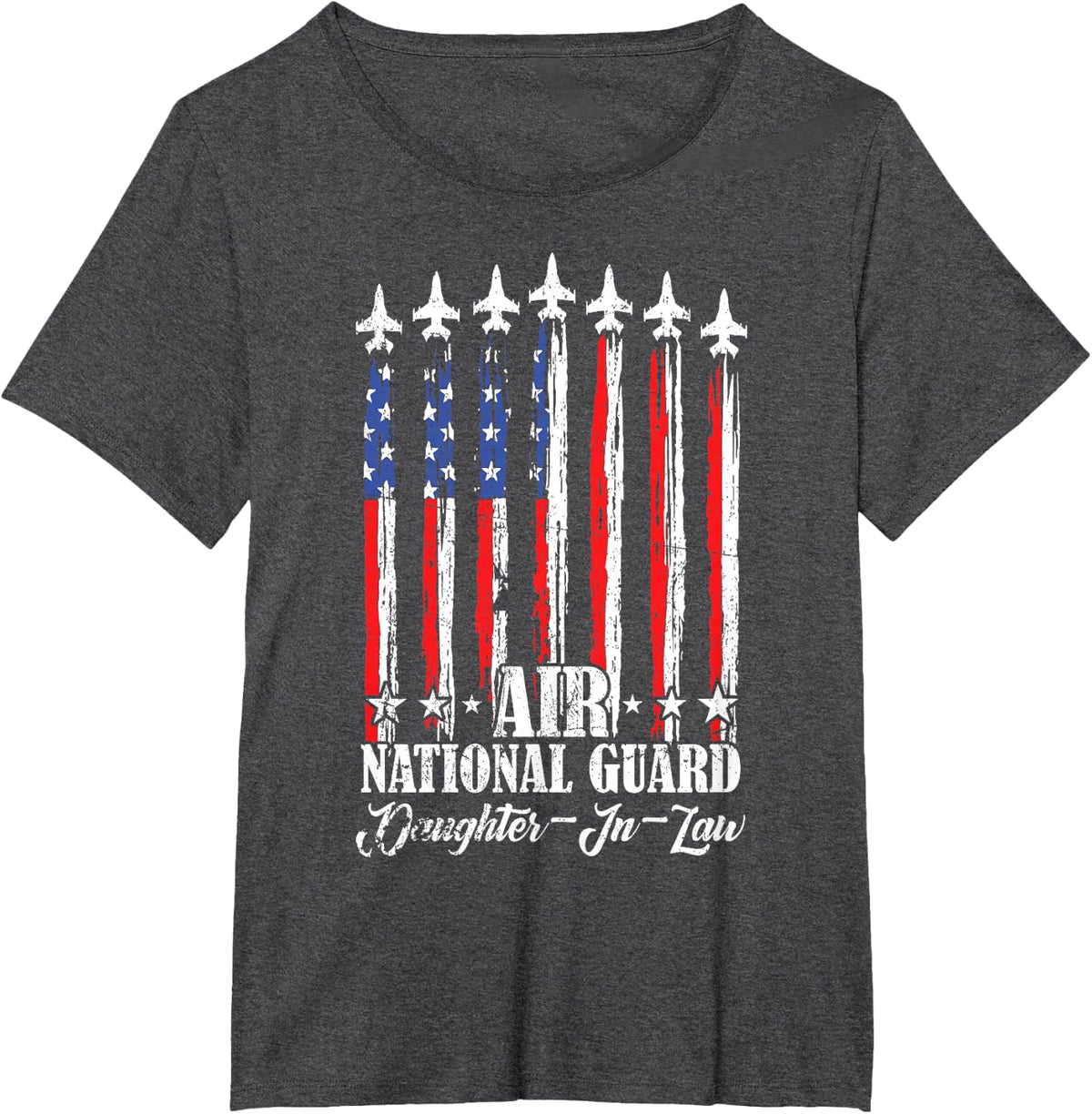 Proud Air National Guard Daughter-in-Law USA Family Matching T-Shirt - Dark Heather Grey