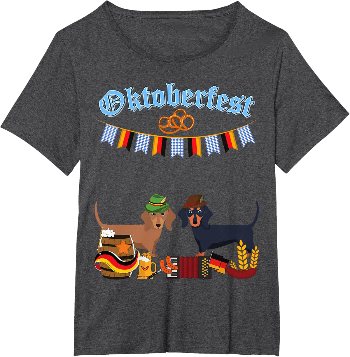 Dachshund Oktoberfest T-Shirt - Dark Heather Grey
