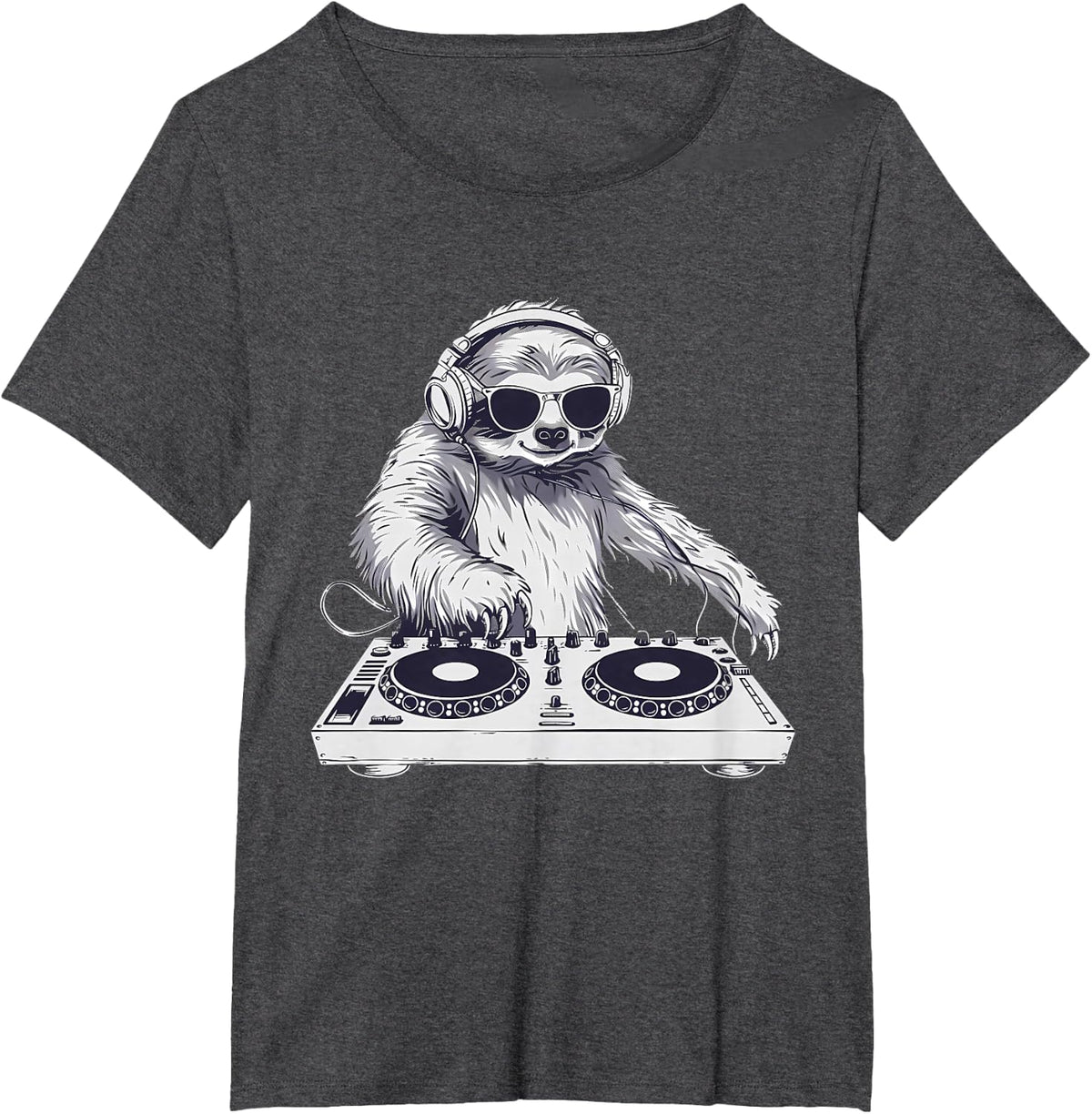 Sloth Music DJ EDM Music Headphones Beatmaker House Music T-Shirt - Dark Heather Grey