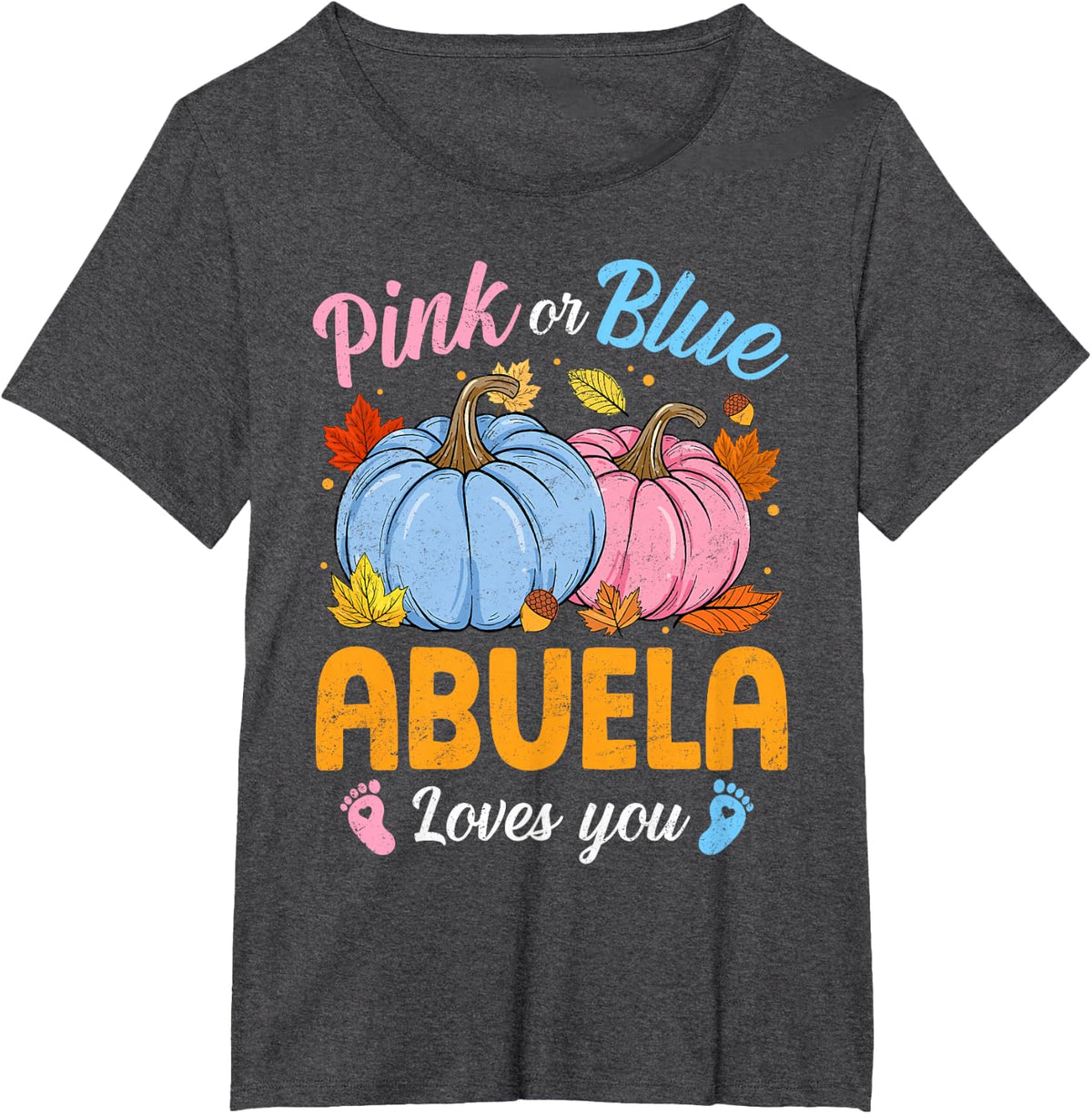 Pink or Blue Abuela Loves You Gender Reveal Pumpkin T-Shirt - Dark Heather Grey
