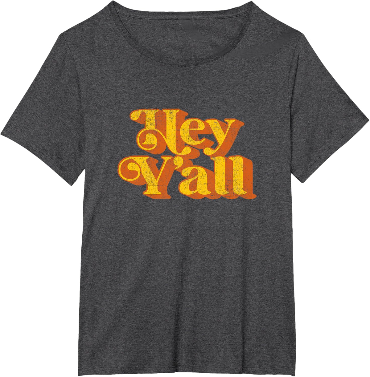 Vintage Hey Y'all Funny Country Southern Slang Retro 70's T-Shirt - Dark Heather Grey