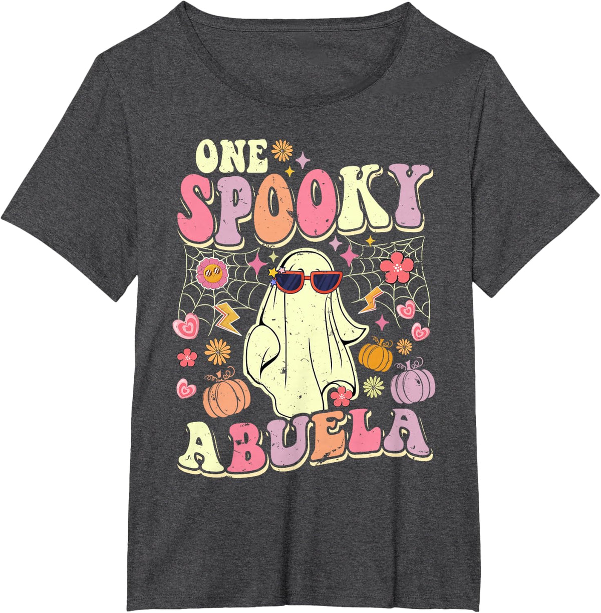 One Spooky Abuela Grandma Halloween Ghost Fun Costume T-Shirt - Dark Heather Grey