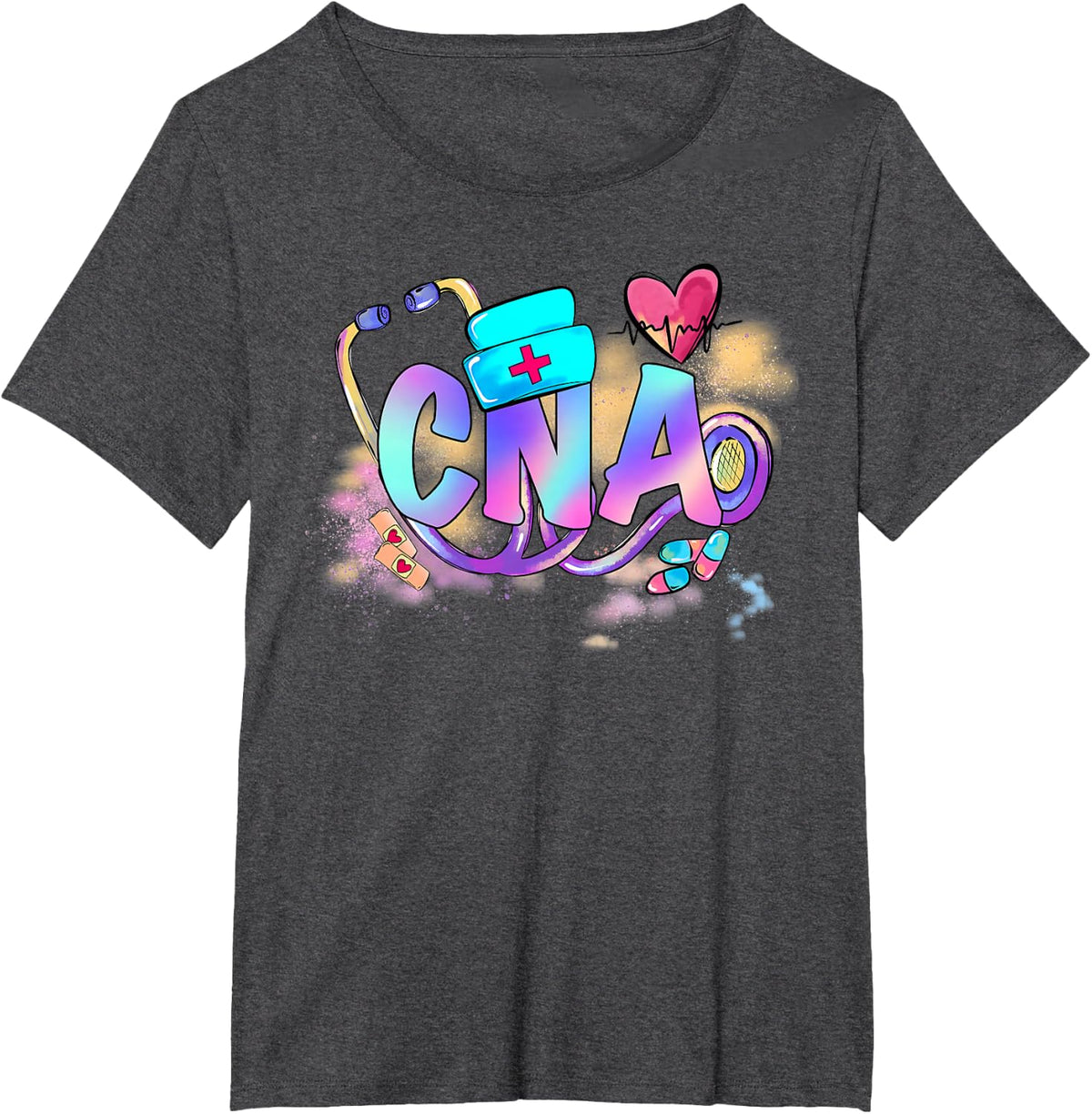 Tie Dye CNA Cute Nurse Day CNA RN Nurse Week Gifts Nursing T-Shirt - Dark Heather Grey