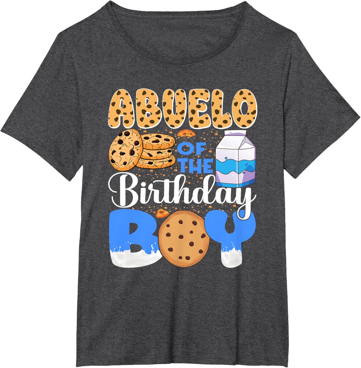 Abuelo of The Birthday Boy Milk and Cookies 1st Birthday T-Shirt - Dark Heather Grey