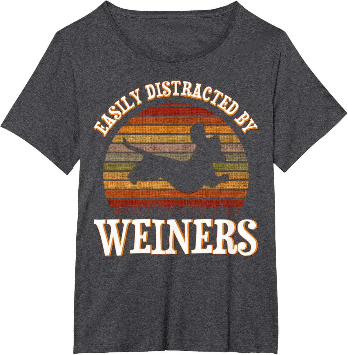 Easily Distracted By Weiners Dachshund Lovers Wiener Lovers T-Shirt - Dark Heather Grey