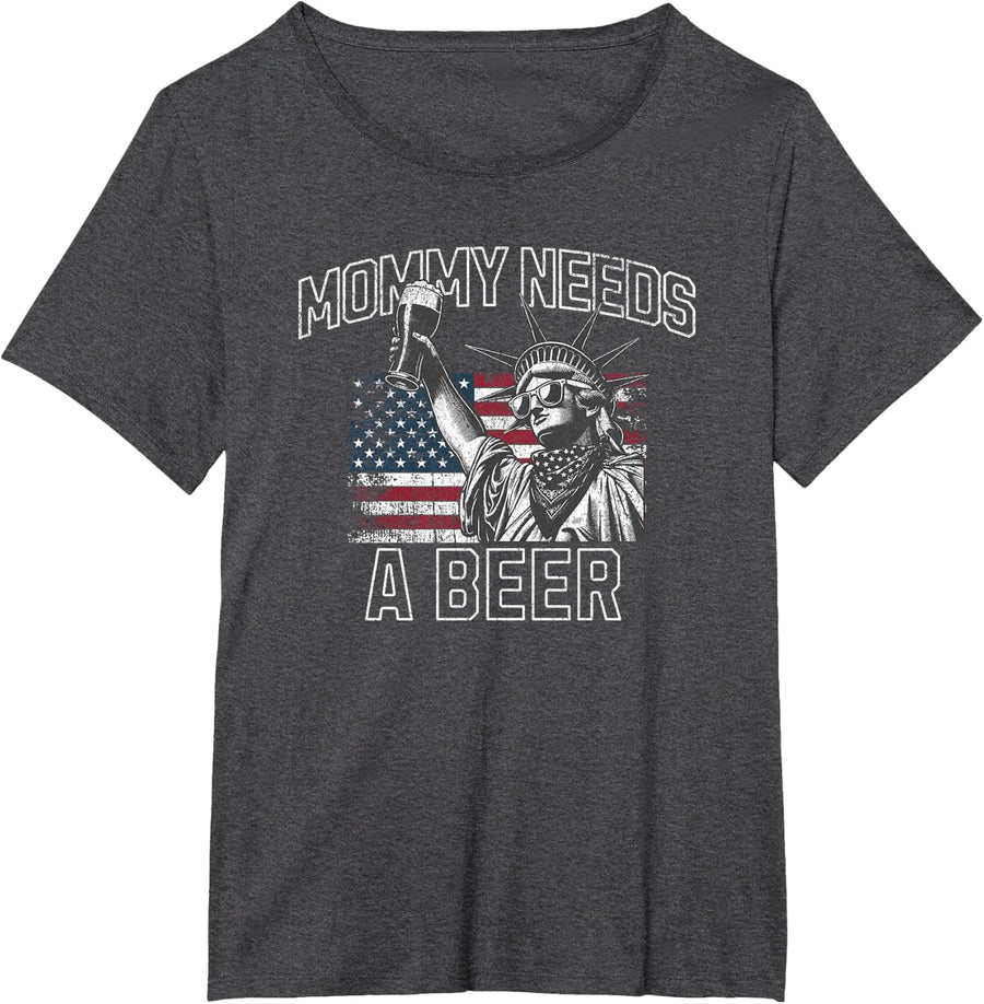 Mommy Needs A Beer Funny Women Drinking Mam Mother's Day T-Shirt - Dark Heather Grey