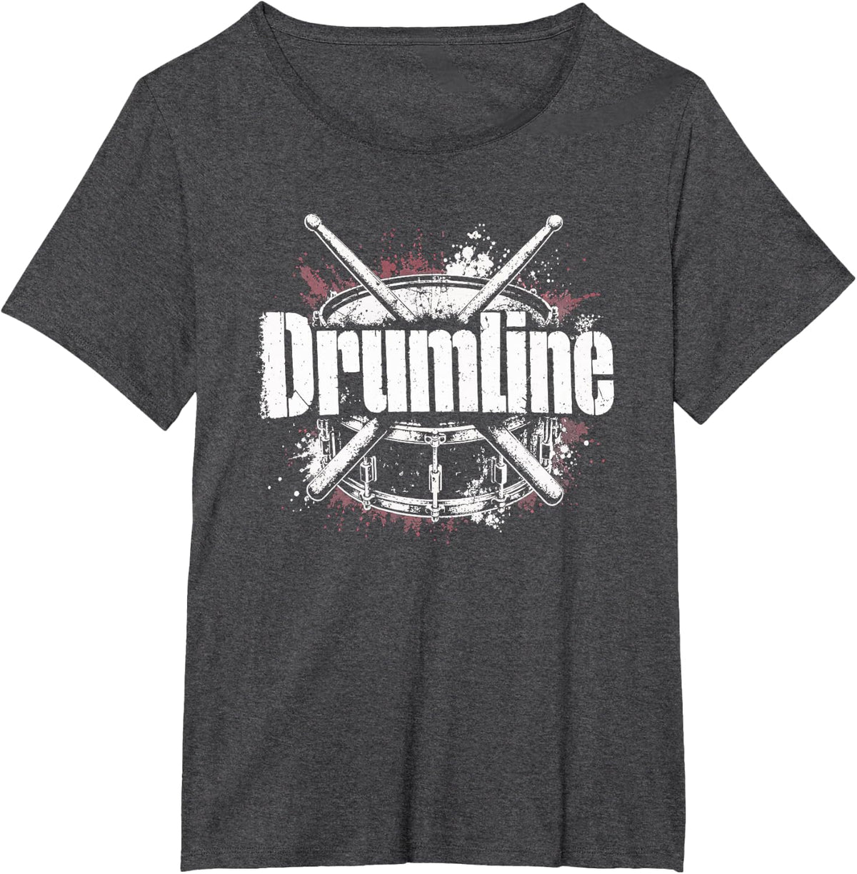 Drummer Drumsticks Distressed Red White Drum Design T-Shirt - Dark Heather Grey