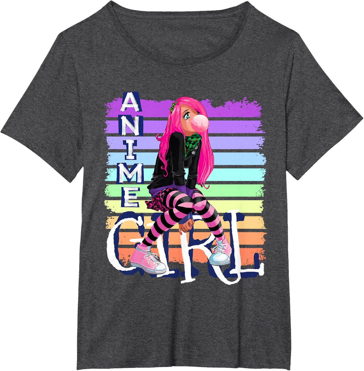 Kawaii Anime Girl Kawaii Clothes Anime Clothing Pastel Goth T-Shirt - Dark Heather Grey