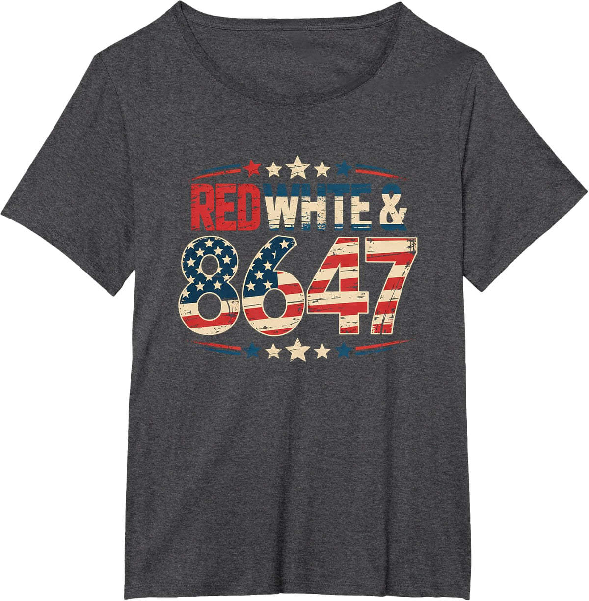 8647 Patriotic Tee – Red White Blue Vintage America T-Shirt - Dark Heather Grey