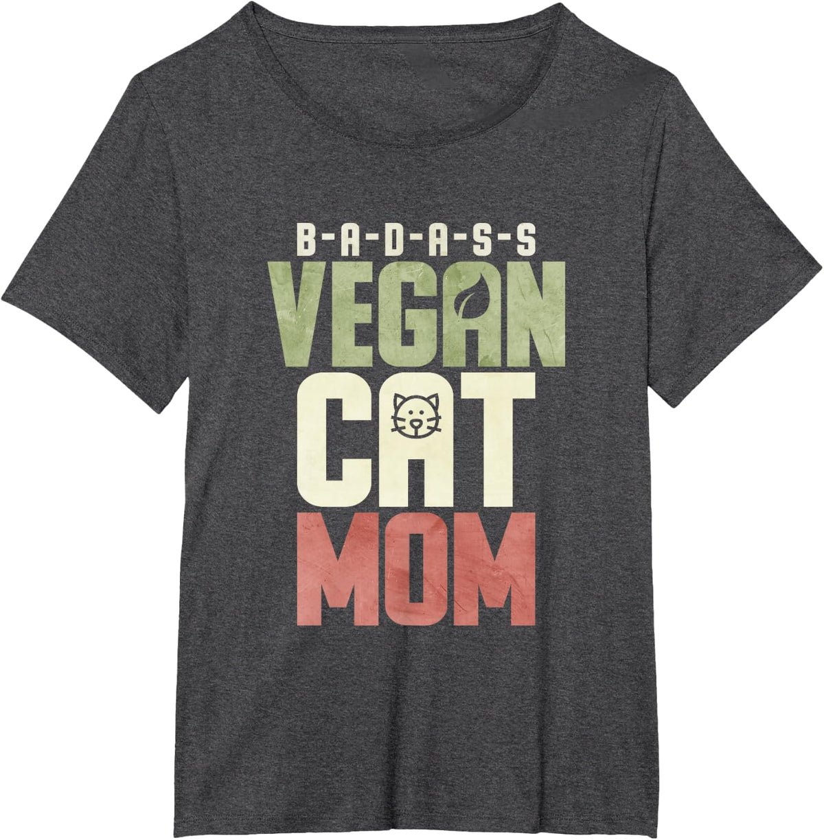 Badass Vegan Cat Mom T-Shirt - Dark Heather Grey