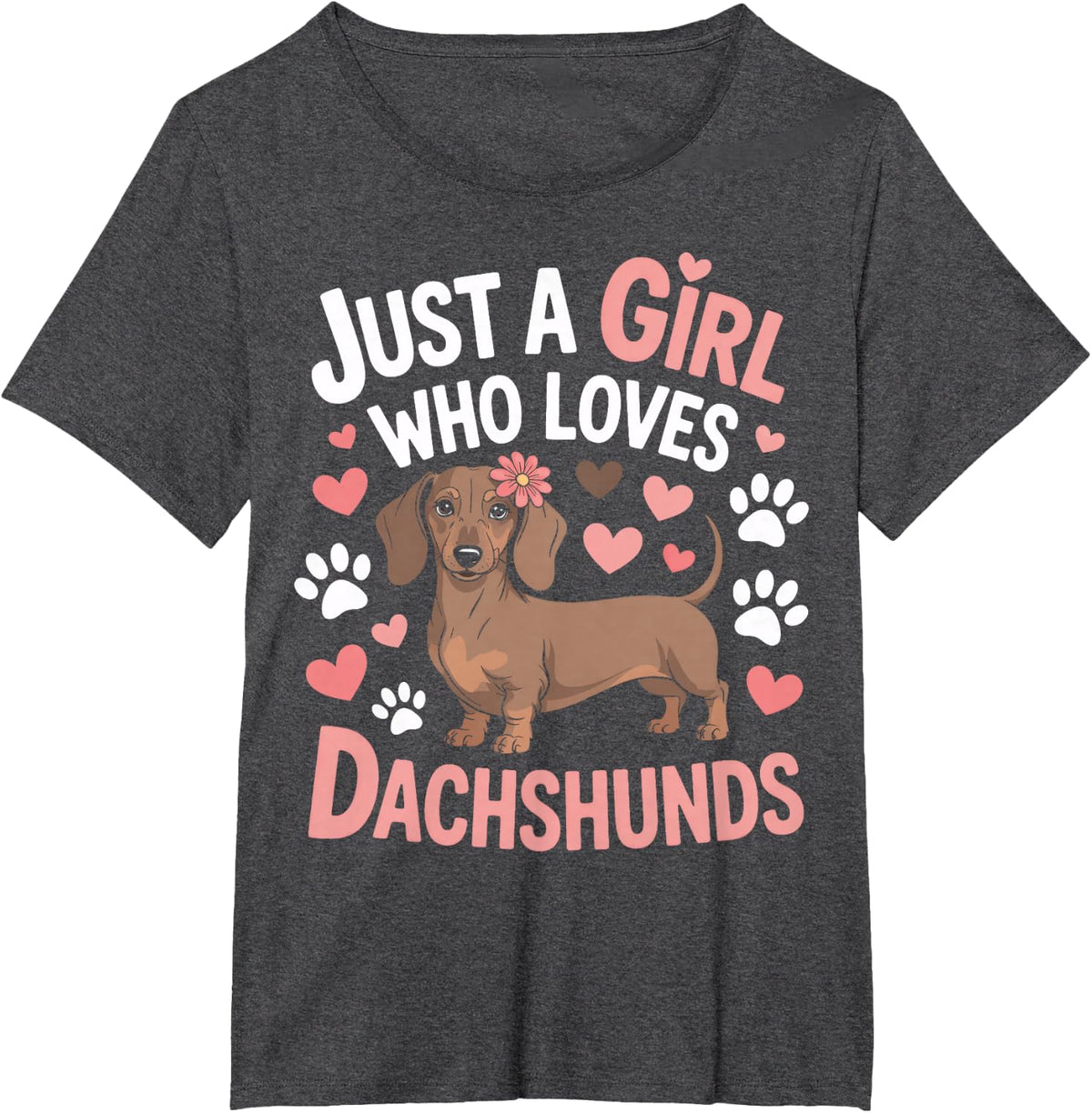 Wiener Dog Mom Just A Girl Who Loves Dachshunds Girls Pet T-Shirt - Dark Heather Grey