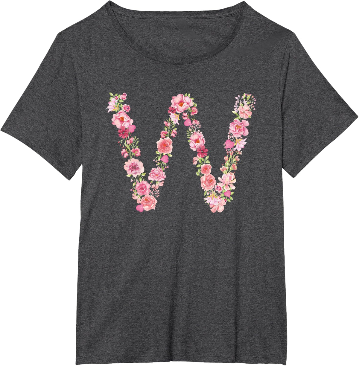 Cool Initial Alphabet Monogram Flowers Gifts Floral Letter W T-Shirt - Dark Heather Grey
