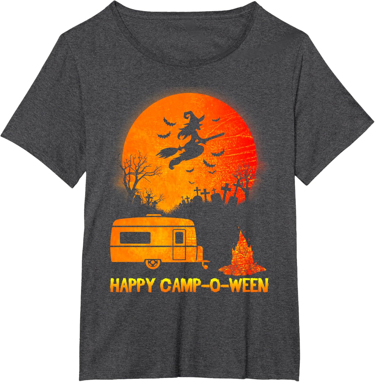 Happy Camp-O-Ween - Funny Halloween Camping Shirt T-Shirt - Dark Heather Grey