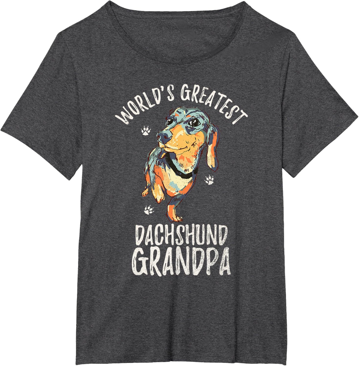 World's Greatest Dachshund Grandpa Funny Dog Wiener Lover T-Shirt - Dark Heather Grey