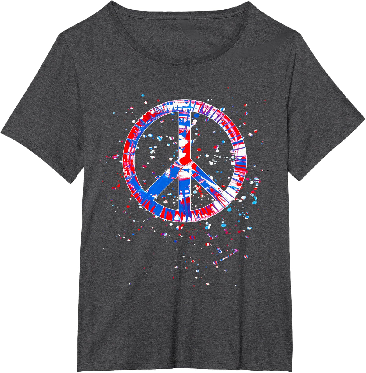 Hippie Tie Dye Peace Sign Red White Blue Patriotic Shirt T-Shirt - Dark Heather Grey