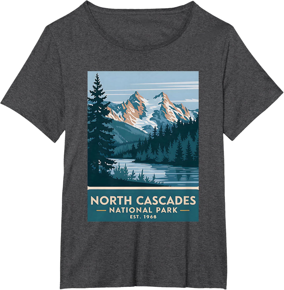 North Cascades National Park Vintage Camping Men Women Kids T-Shirt - Dark Heather Grey