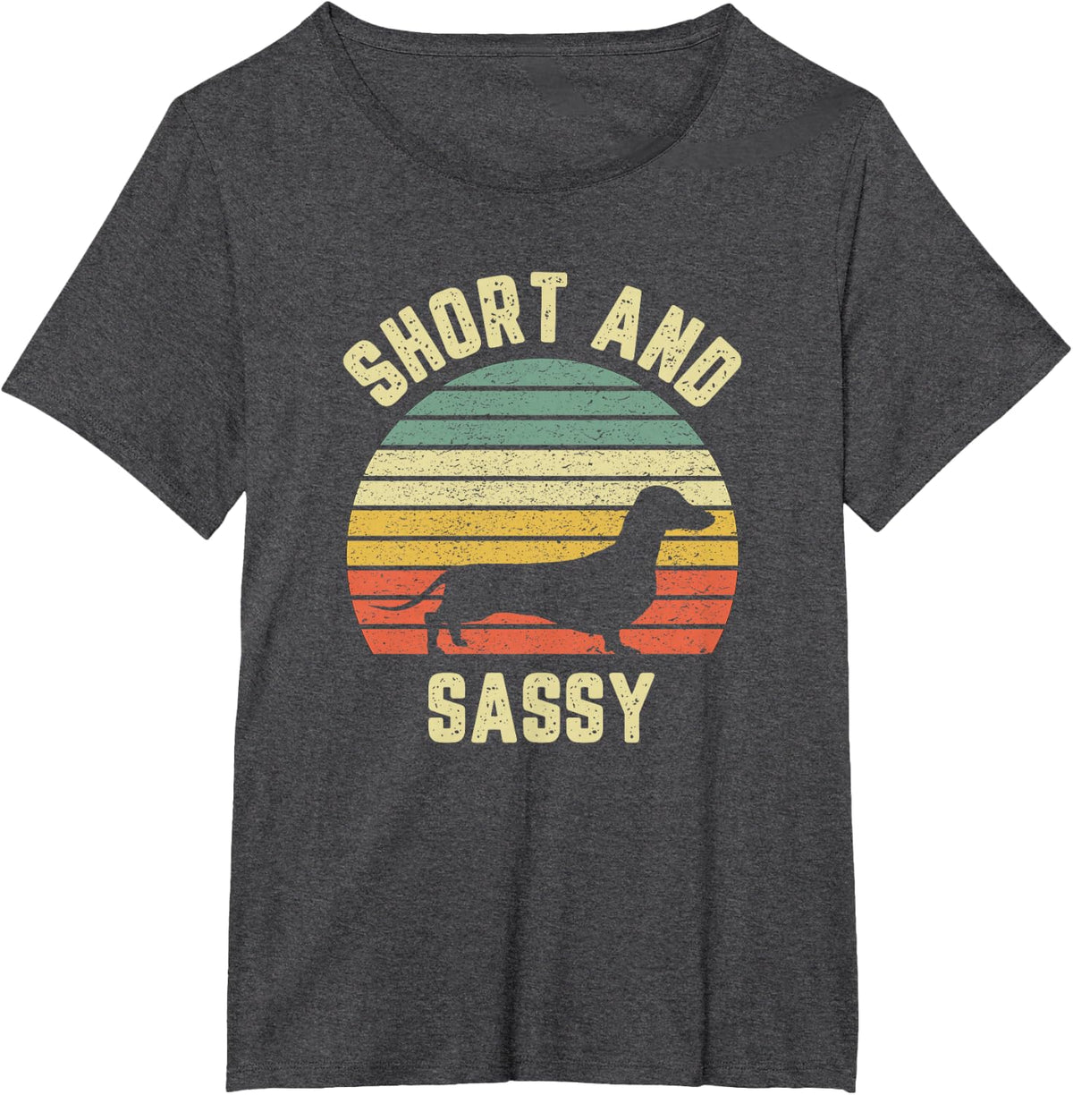 Vintage Dachshund Funny Weiner Dog Short Sassy T-Shirt - Dark Heather Grey