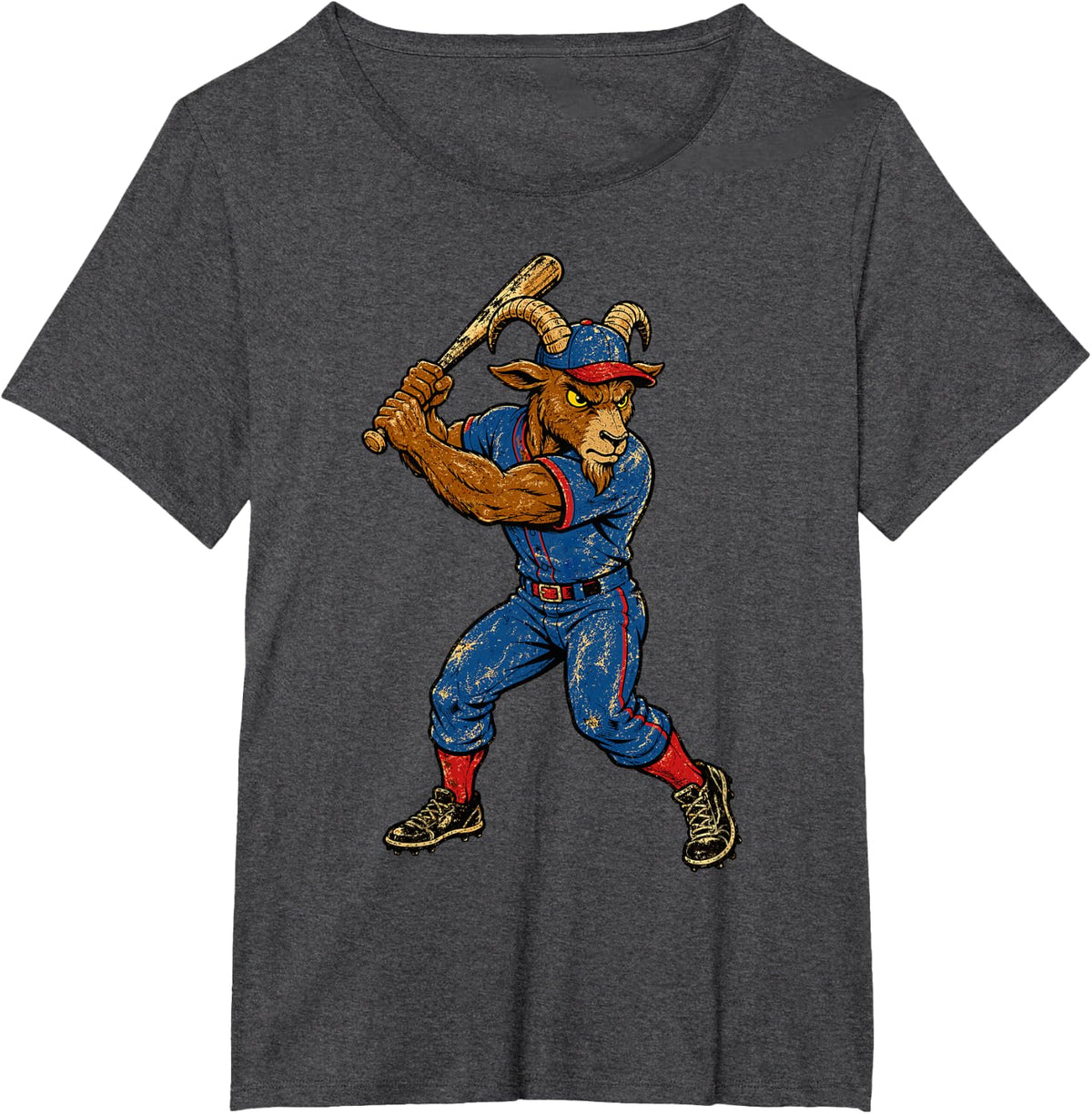 Baseball Goat Mascot Funny Player Fan Sport Lover Trophy T-Shirt - Dark Heather Grey