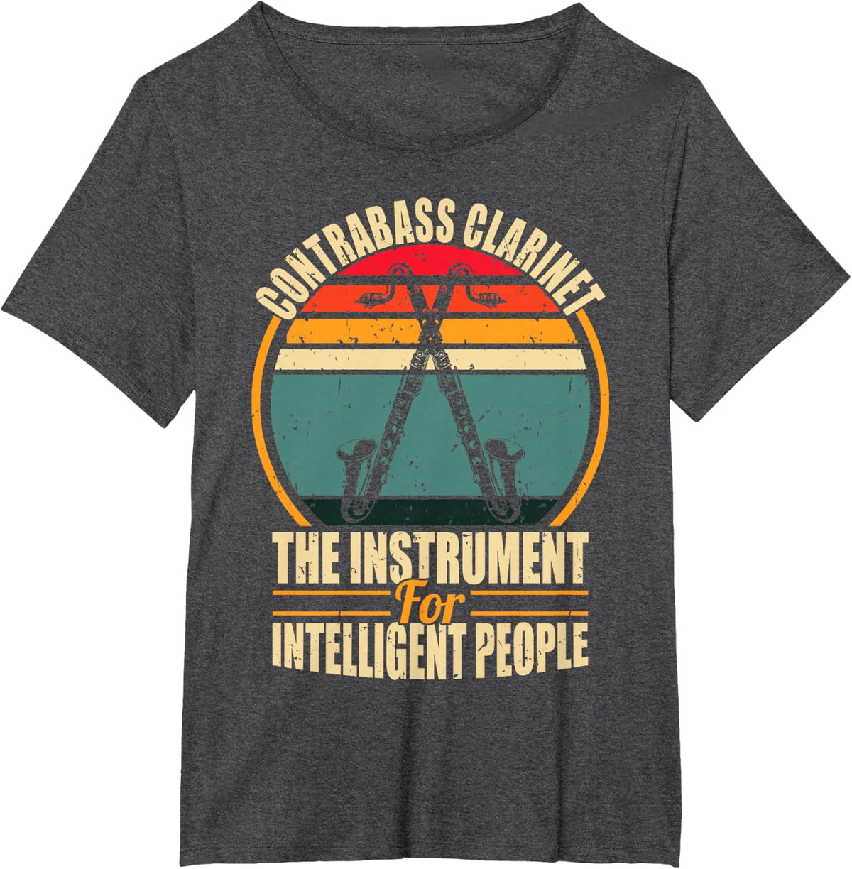 Vintage Contrabass Clarinet Players Gift For A Clarinetist T-Shirt - Dark Heather Grey