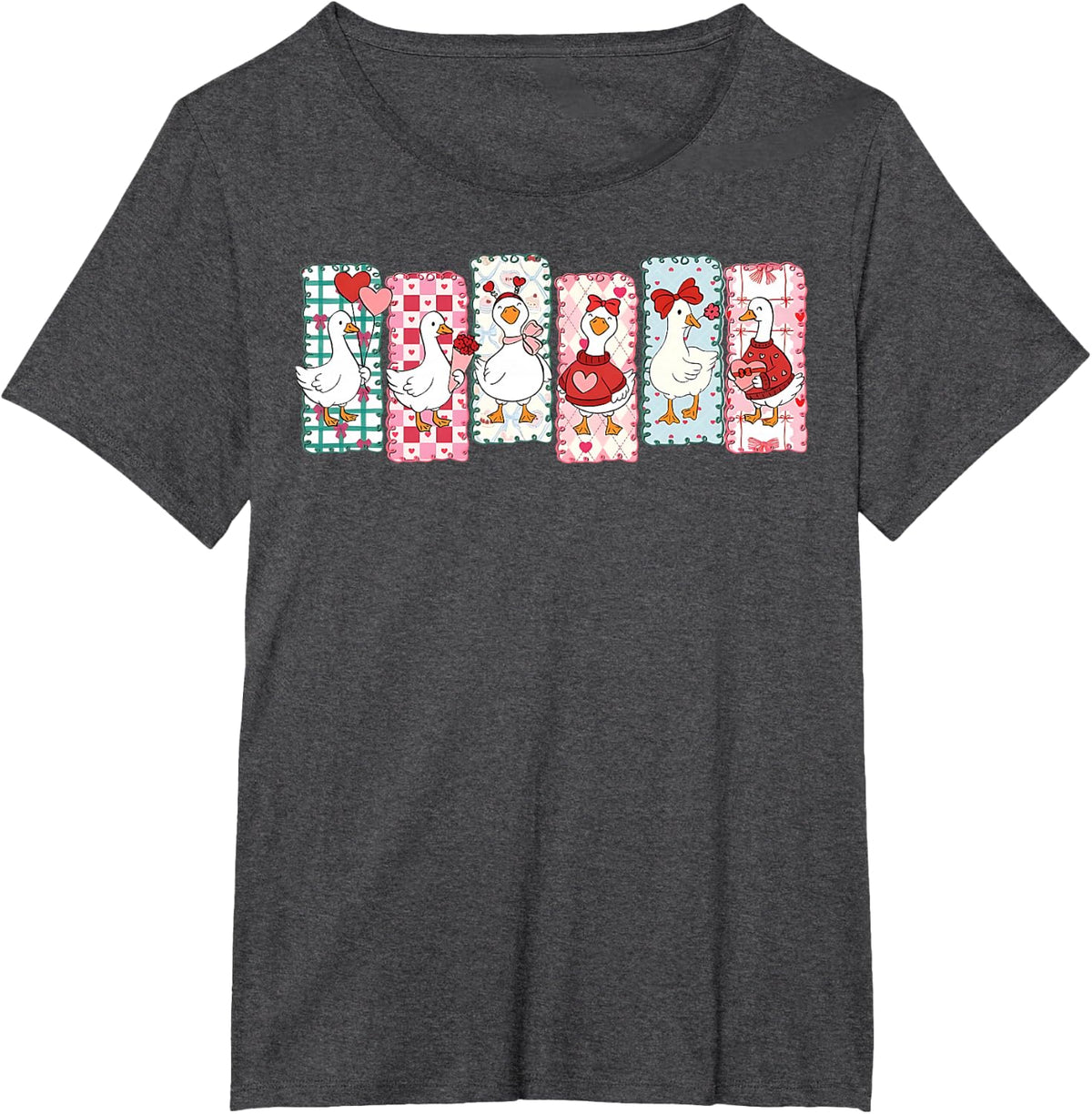 Just A Lovely Goose Cute Goose Valentine's Day T-Shirt - Dark Heather Grey