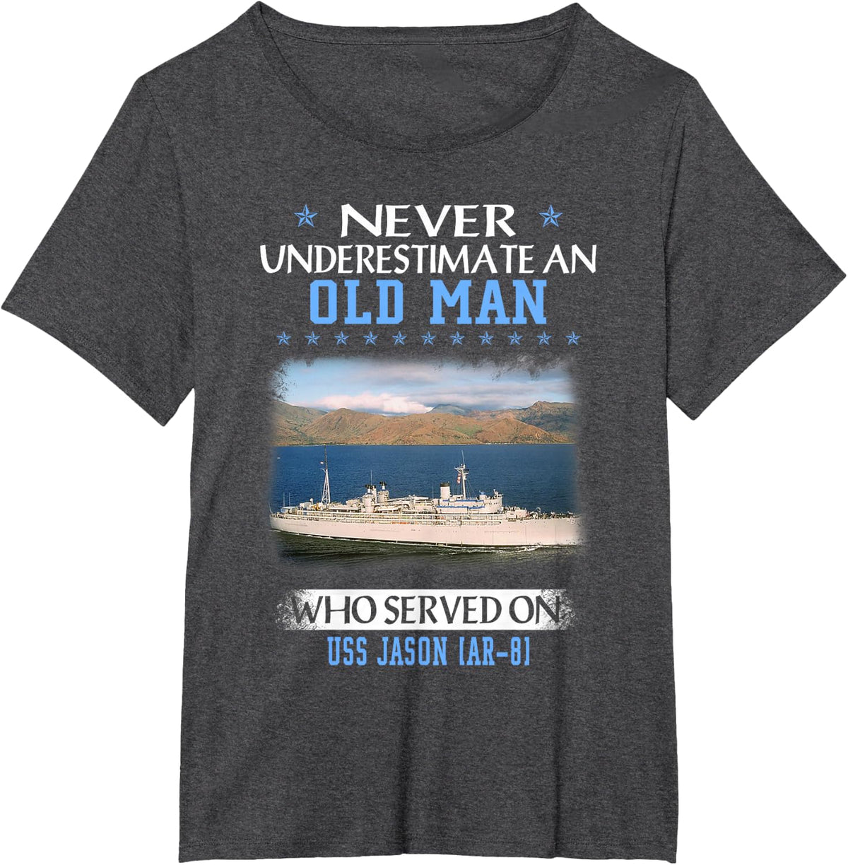 USS Jason AR-8 Veterans Day Father Day T-Shirt - Dark Heather Grey