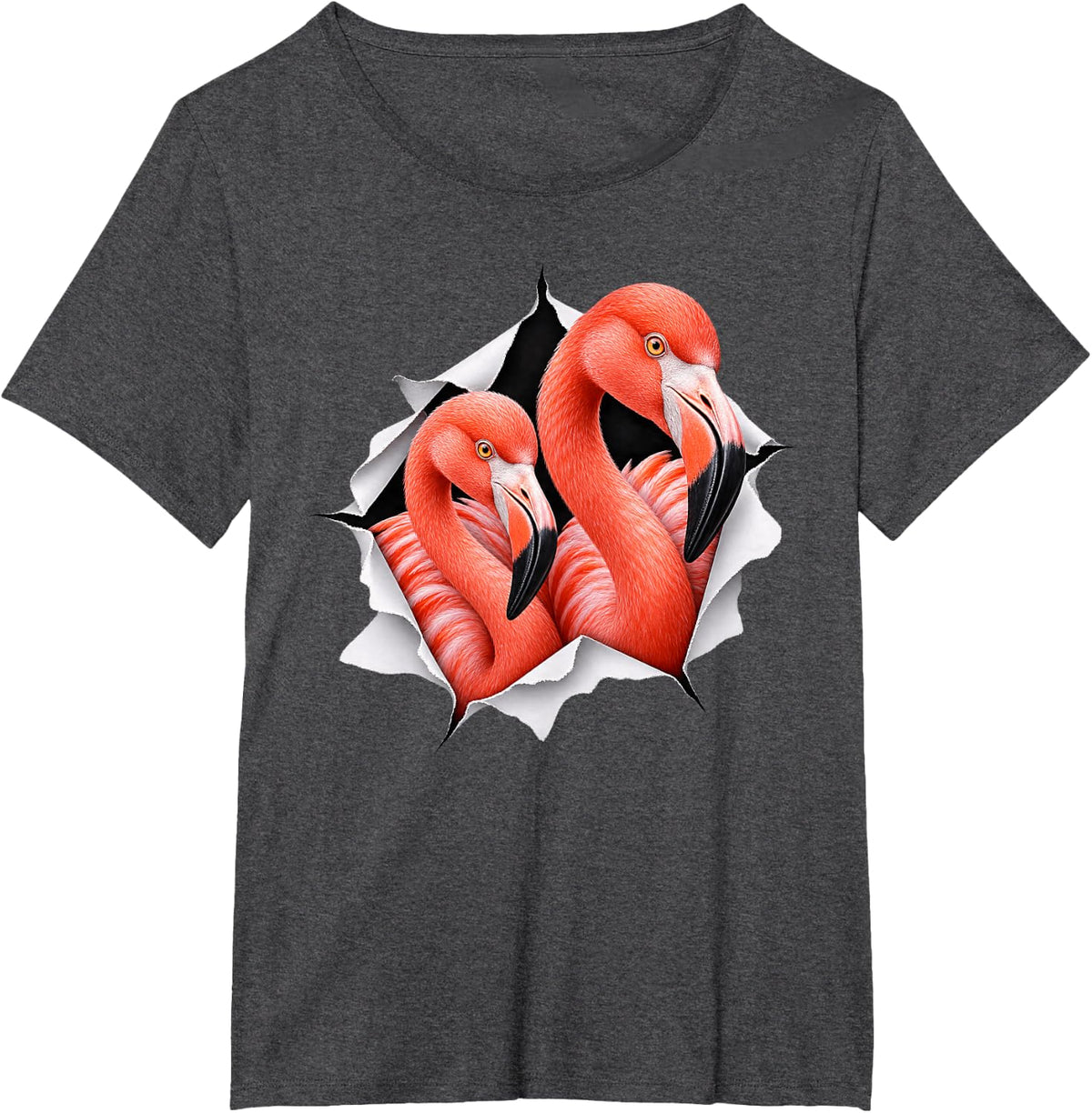 Funny Flamingos Peeking Cute Zoo Animal Lover T-Shirt - Dark Heather Grey