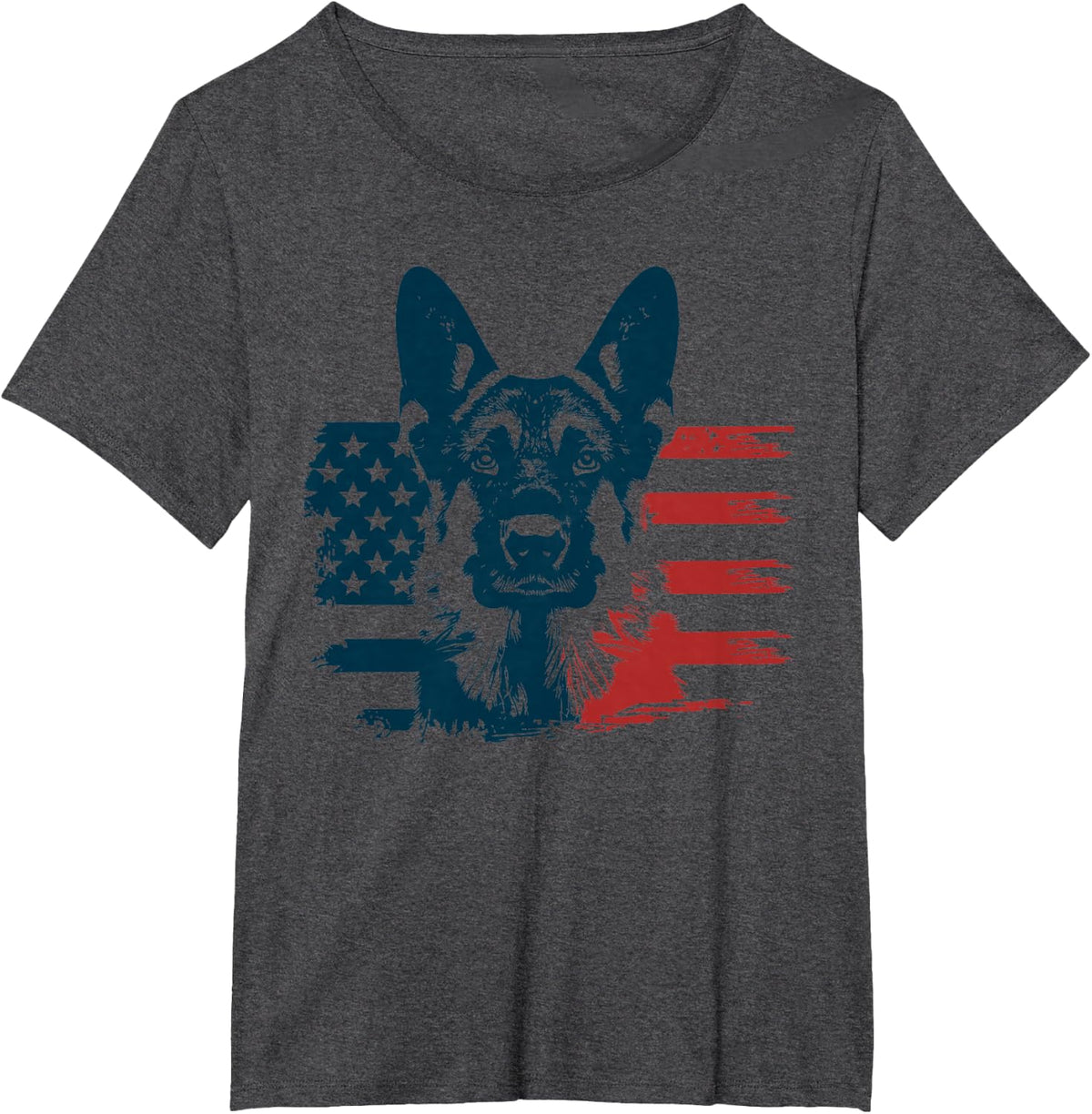 Patriotic German Shepherd American Flag 4th of July Shepherd T-Shirt - Dark Heather Grey