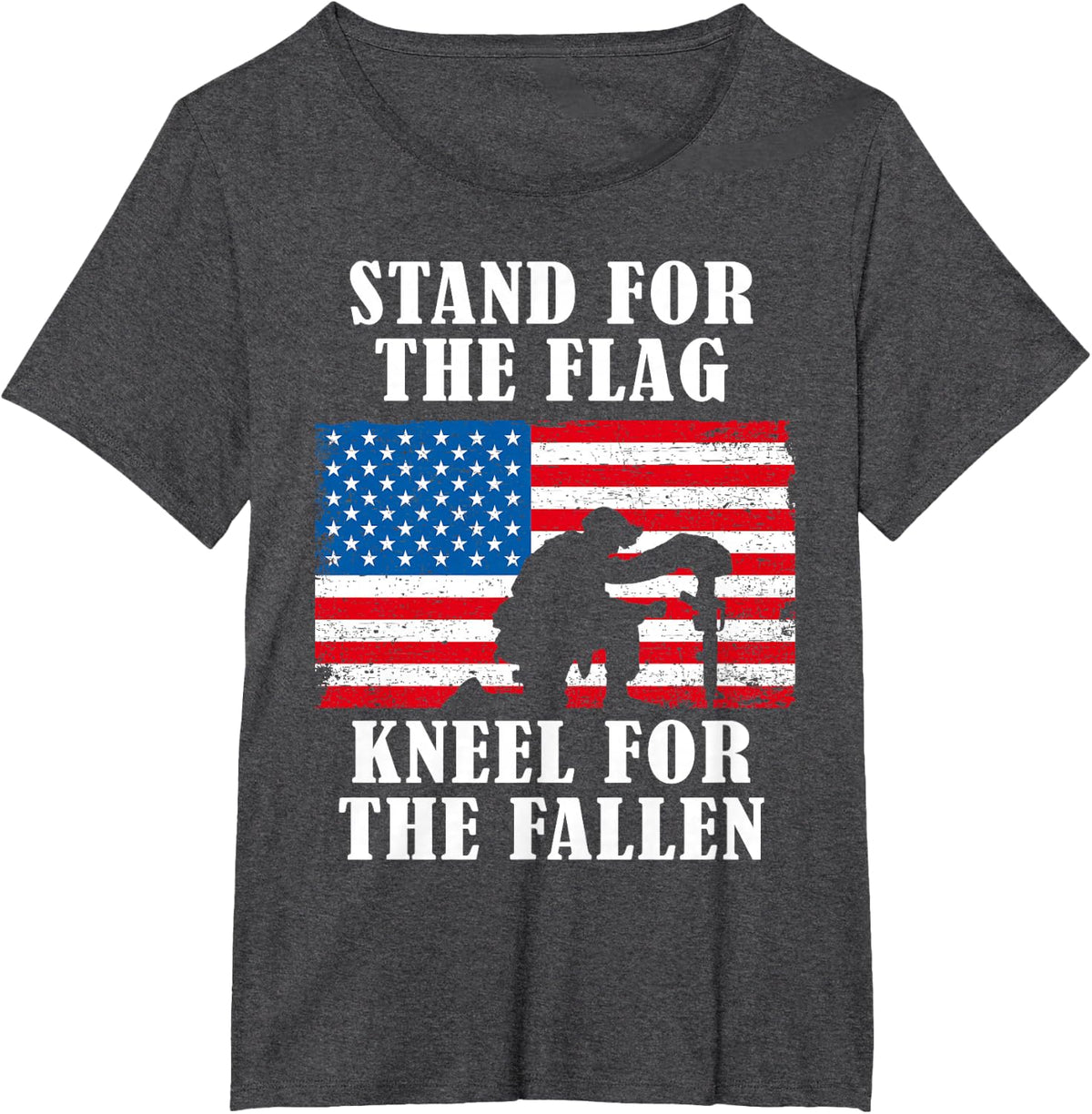 Stand for the Flag | Veterans Day Partiotic Military T-Shirt - Dark Heather Grey