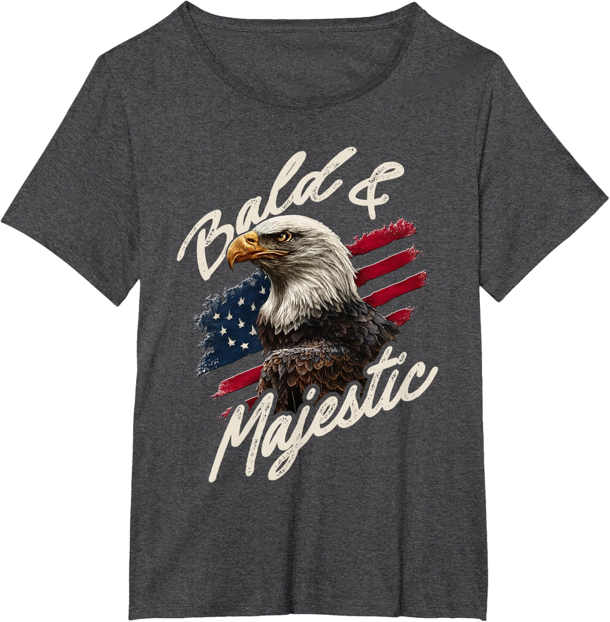 Bald Eagle USA - Bald & Majestic T-Shirt - Dark Heather Grey