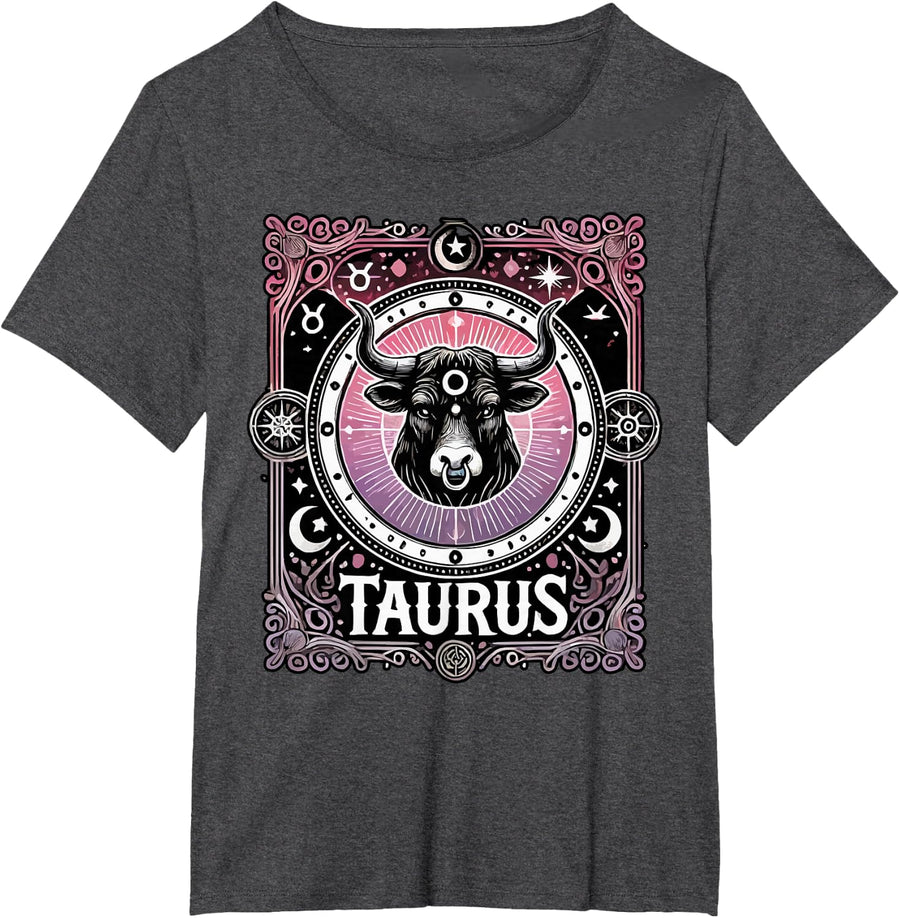 Taurus Zodiac Sign Star Astrology Birthday Horoscope T-Shirt - Dark Heather Grey