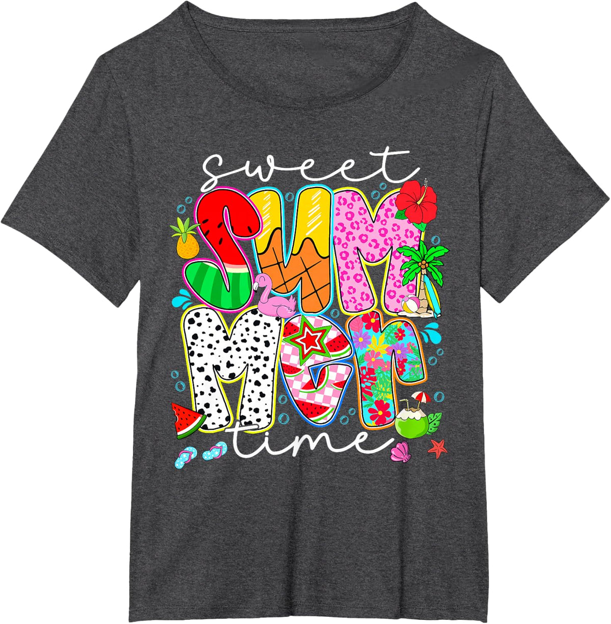 Teacher Off Duty Summer Break Sweet Summer Time Women Girls T-Shirt - Dark Heather Grey
