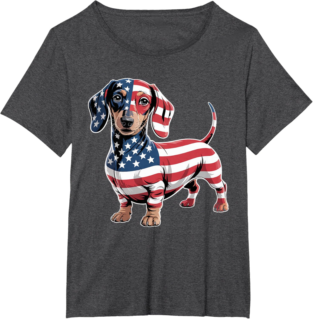 Dachshund Dog 4th of July American Flag Gifts for Men Women T-Shirt - Dark Heather Grey
