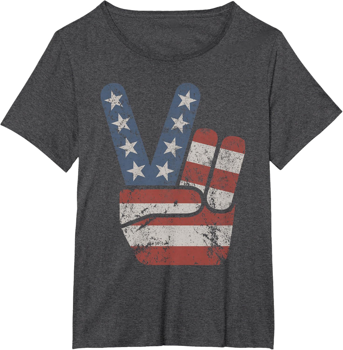 Peace Sign American Flag Vintage USA Women Kids Men T-Shirt - Dark Heather Grey