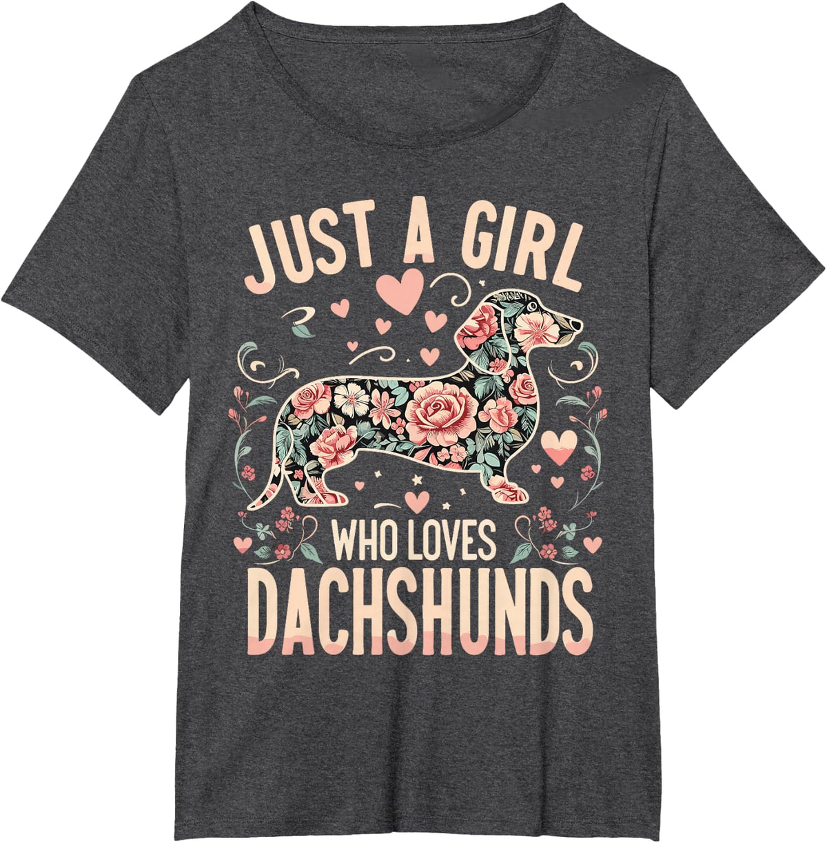Just A Girl Who Loves Dachshunds T-Shirt Funny Dachshund Tees For Women Dog Lover Tee - Dark Heather Grey