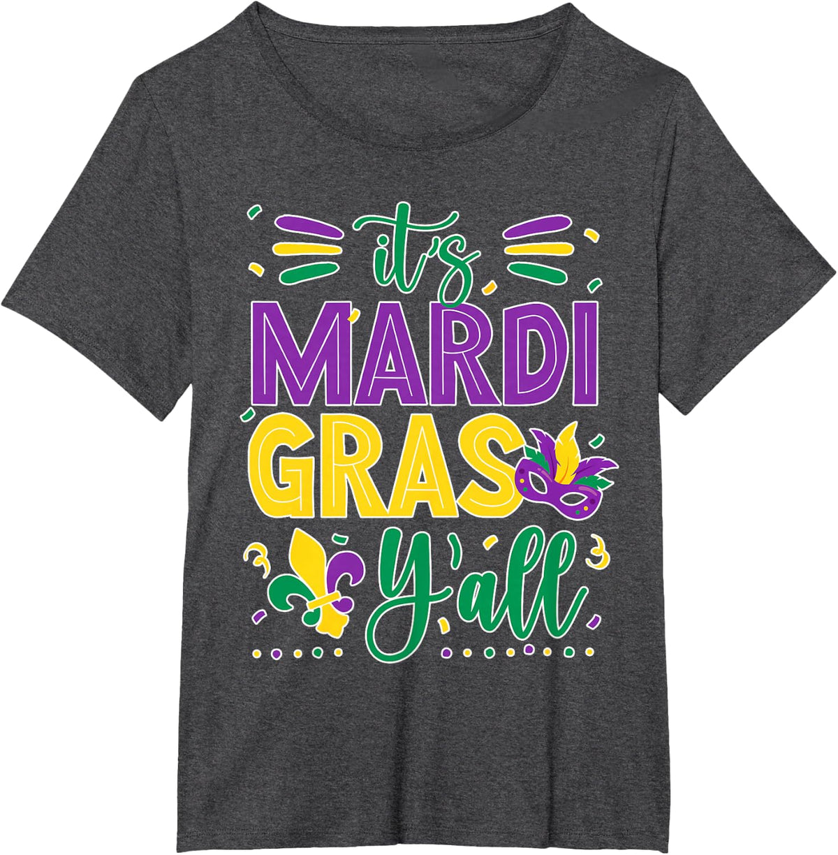 Mardi Gras Shirt Fun 2025 Mardi Gras Y'all Mens Womens Kids T-Shirt - Dark Heather Grey