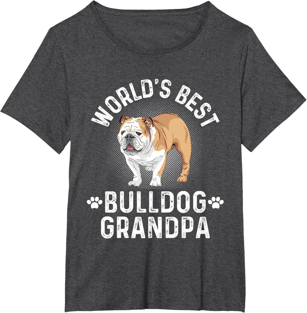 Worlds Best Bulldog Grandpa - Dog Grandfather T-Shirt for Men Women Girls Kids - Dark Heather Grey