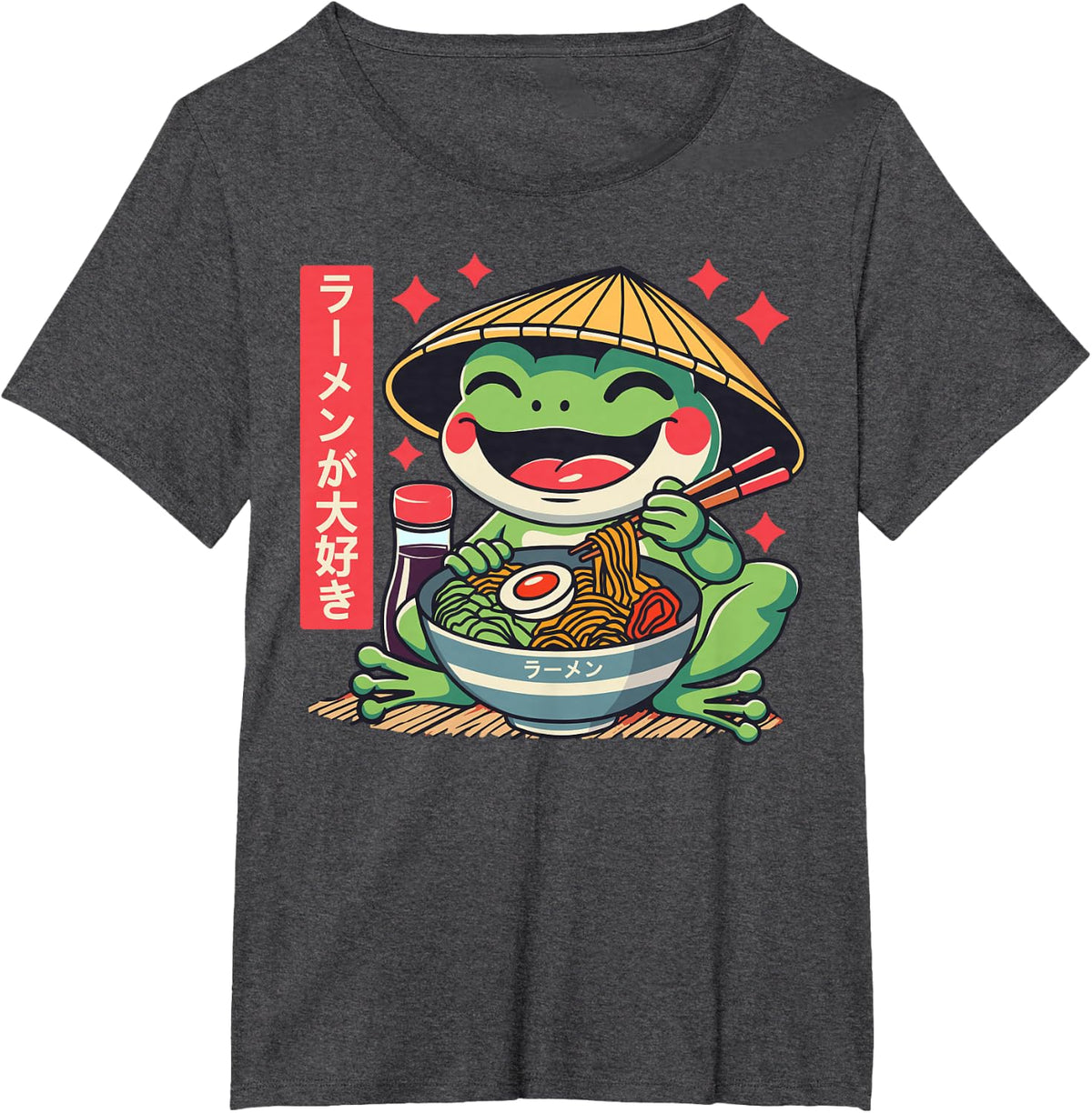 Frog Eating Ramen Kawaii Otaku Japanese Noodles Anime Lovers T-Shirt - Dark Heather Grey