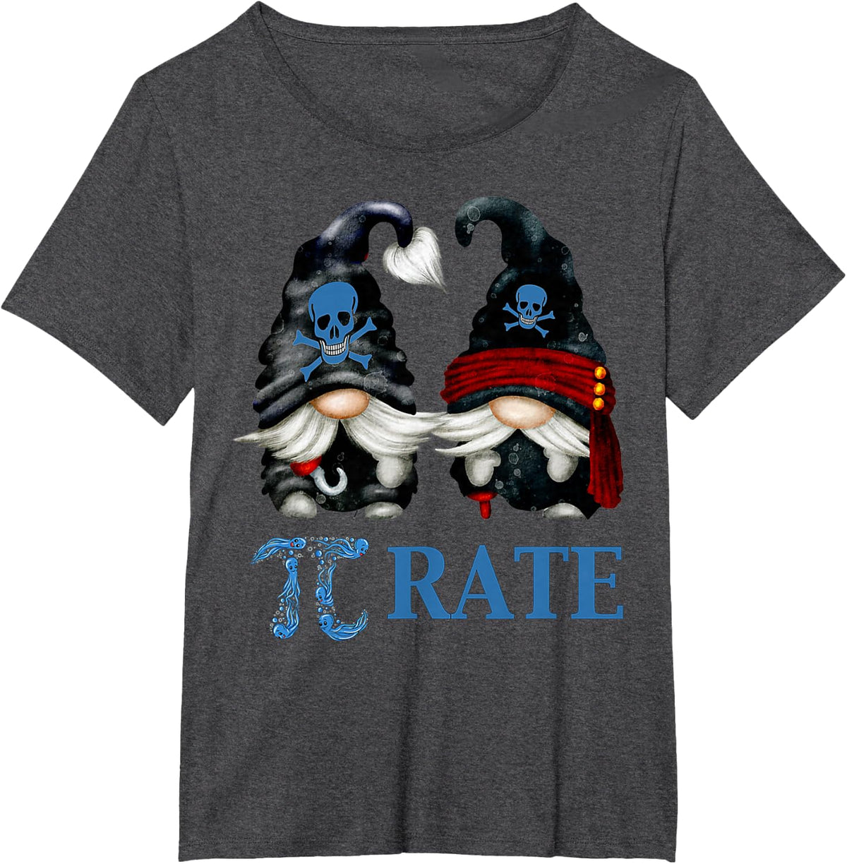 Funny Pirate Gnome Octopus Pi Day Symbol For Math Teacher T-Shirt - Dark Heather Grey