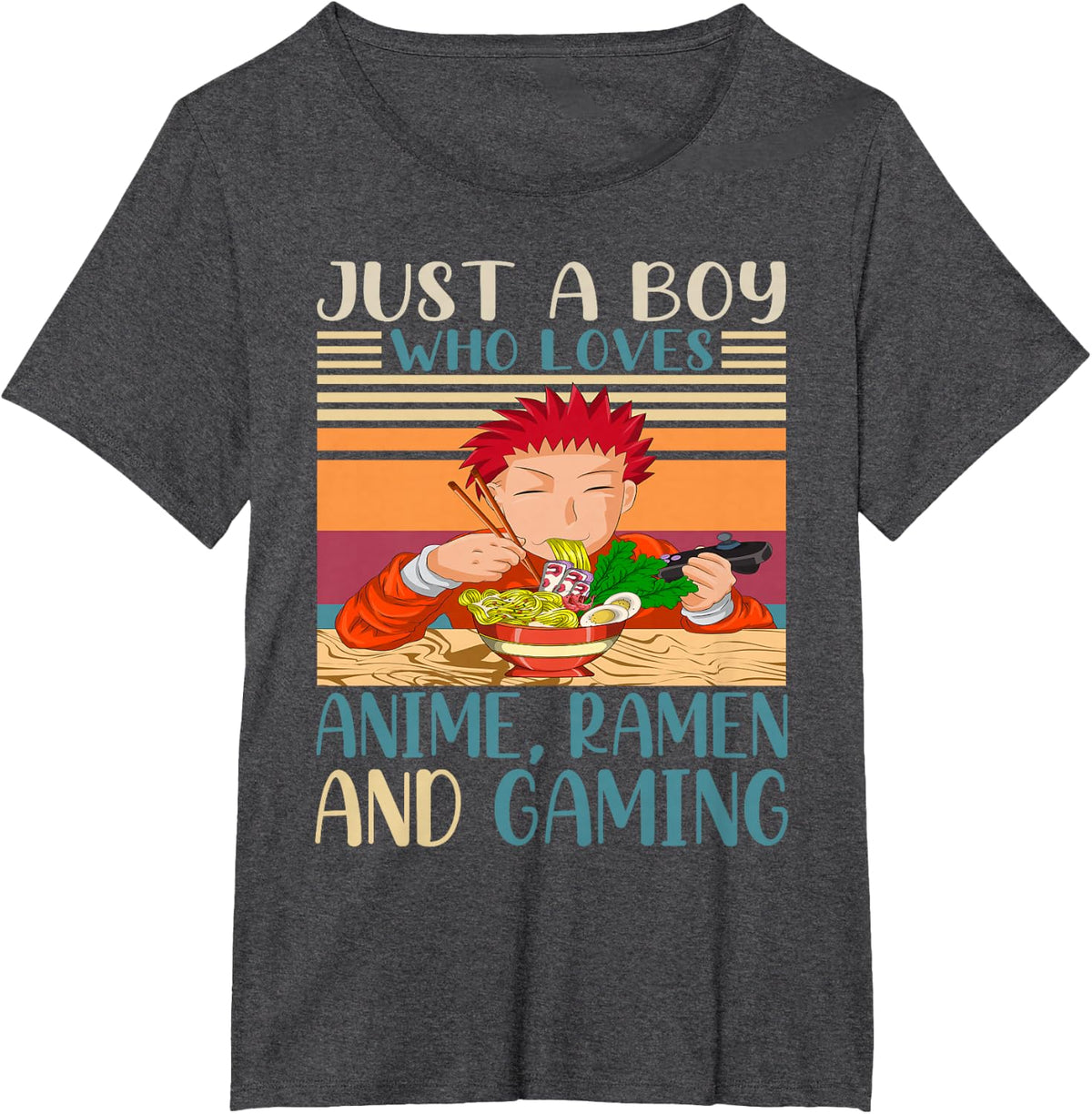 Japanese Food Ramen Gaming Nerd Gift Anime Boy T-Shirt - Dark Heather Grey