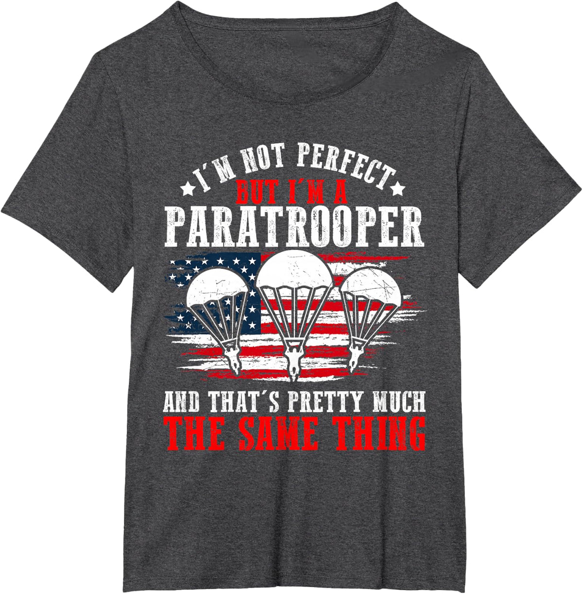 Paratrooper US Army Veterans Day Soldier American Flag T-Shirt - Dark Heather Grey