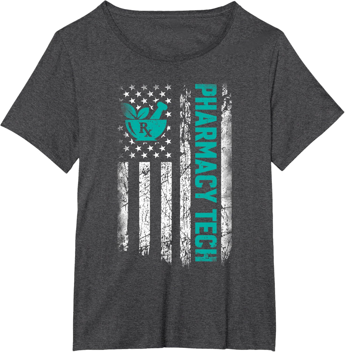 Pharmacy Tech American Flag Tee Shirt - 4th of July Pharmacist T-Shirt for Men Women - Dark Heather Grey