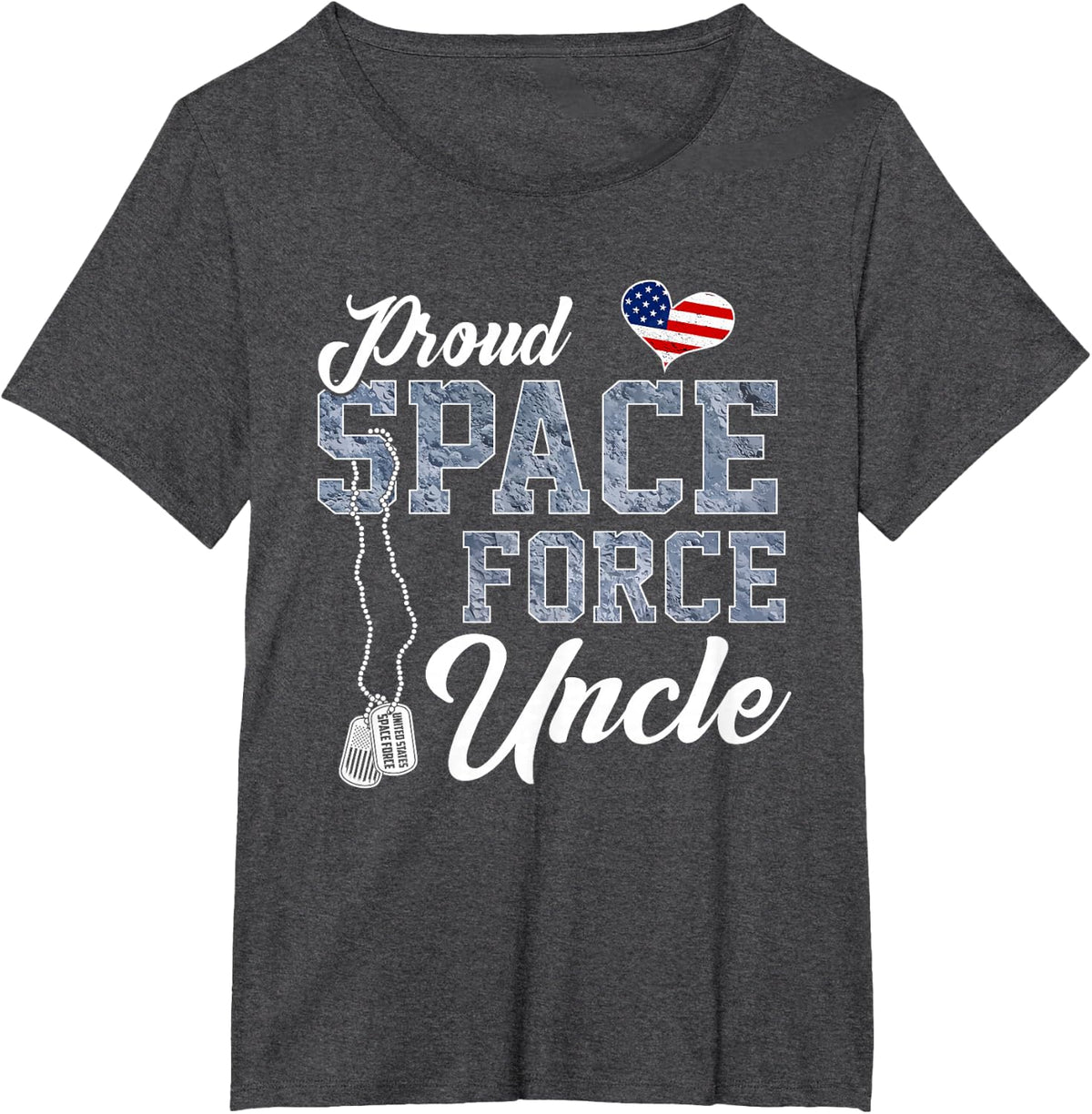 Proud Space Force Uncle US Military Family Matching T-Shirt - Dark Heather Grey