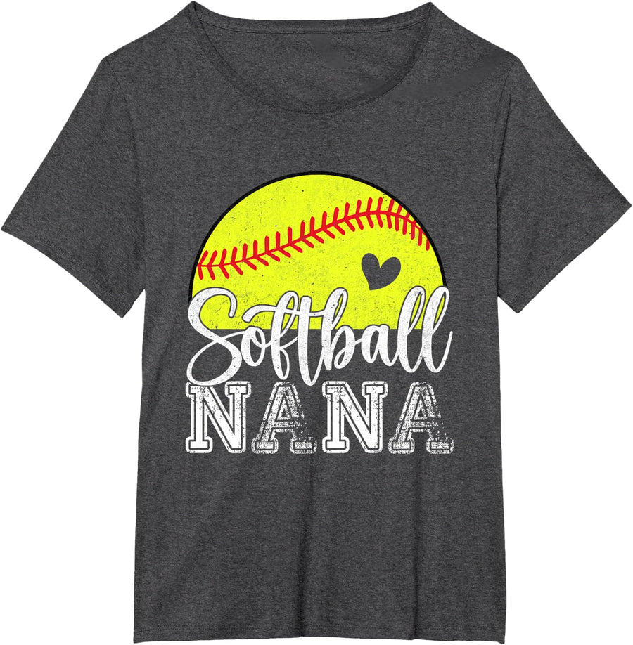 Softball Nana Gifts for Mother's Day Women Softball Lovers T-Shirt - Dark Heather Grey