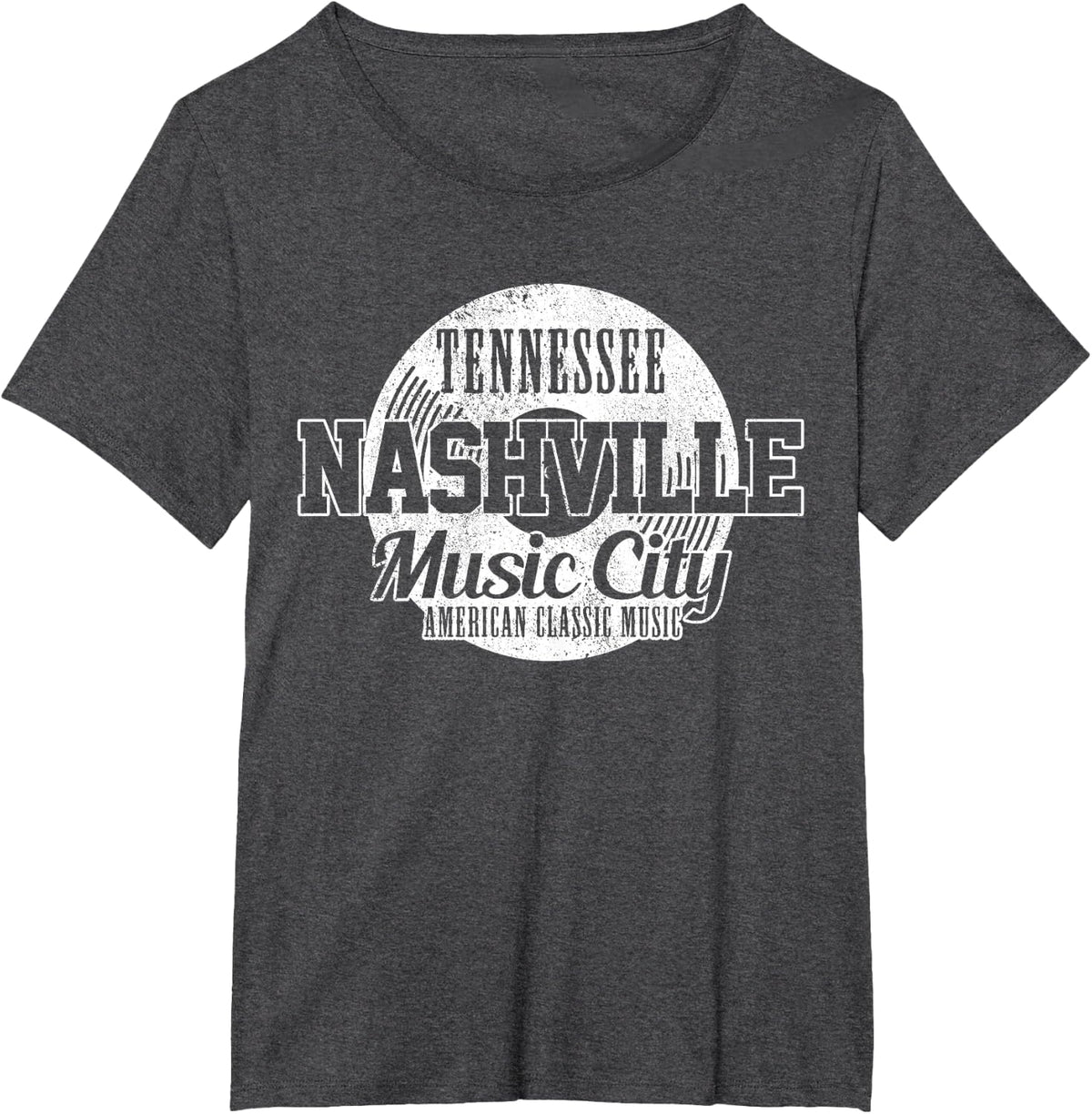 Nashville T-Shirt Tennessee Country Music City Vinyl Shirt T-Shirt - Dark Heather Grey